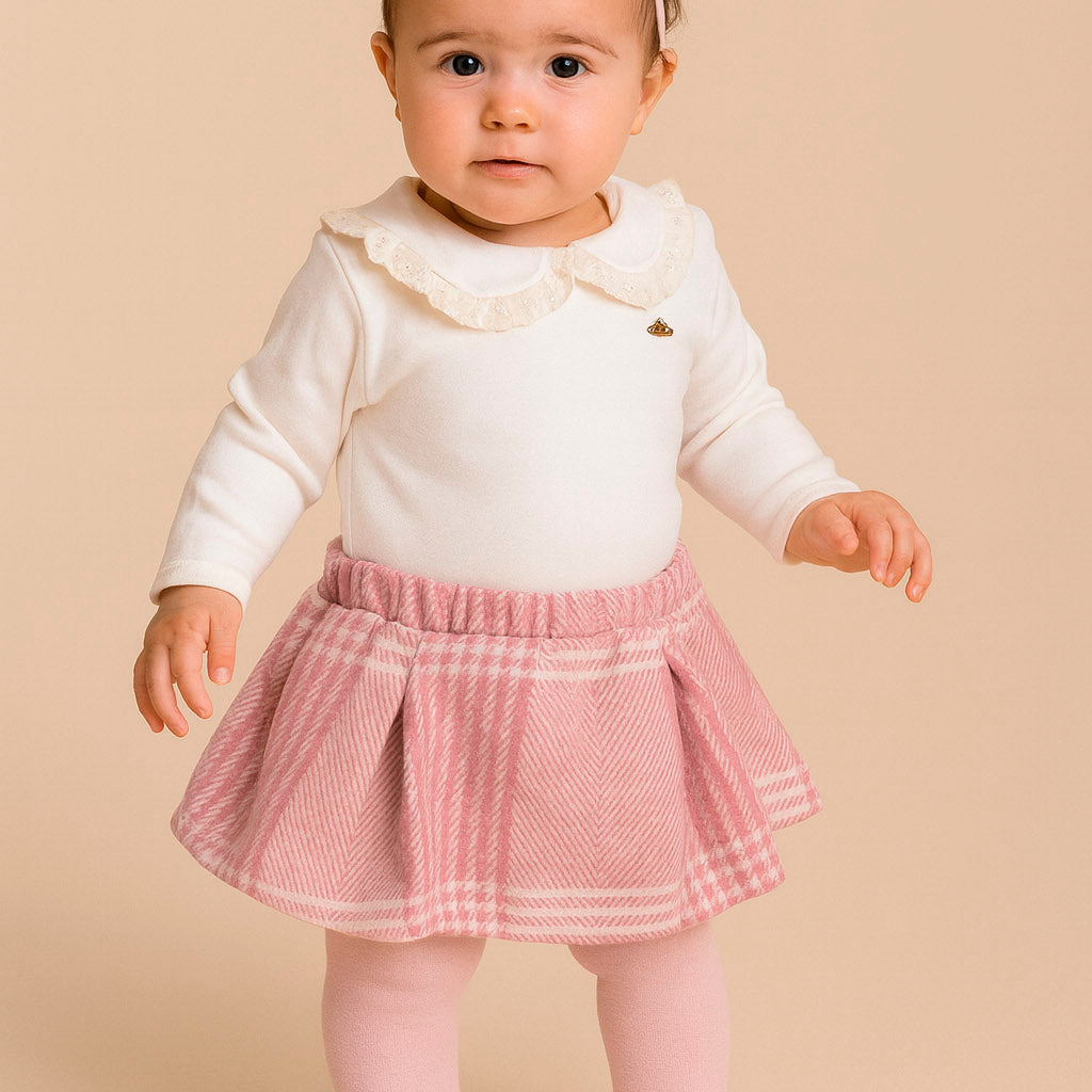 Conjunto Menina Body com Saia Xadrez para Bebê — foto 1