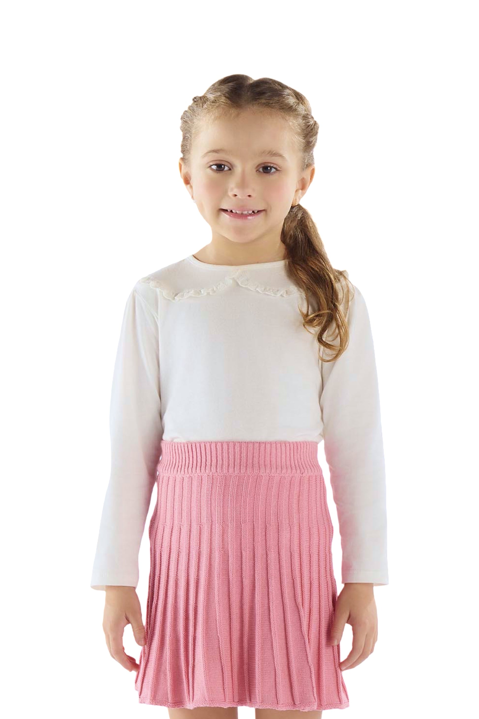 Blusa Infantil Manga Longa em Malha com Gola Boneca para Meninas — foto 4