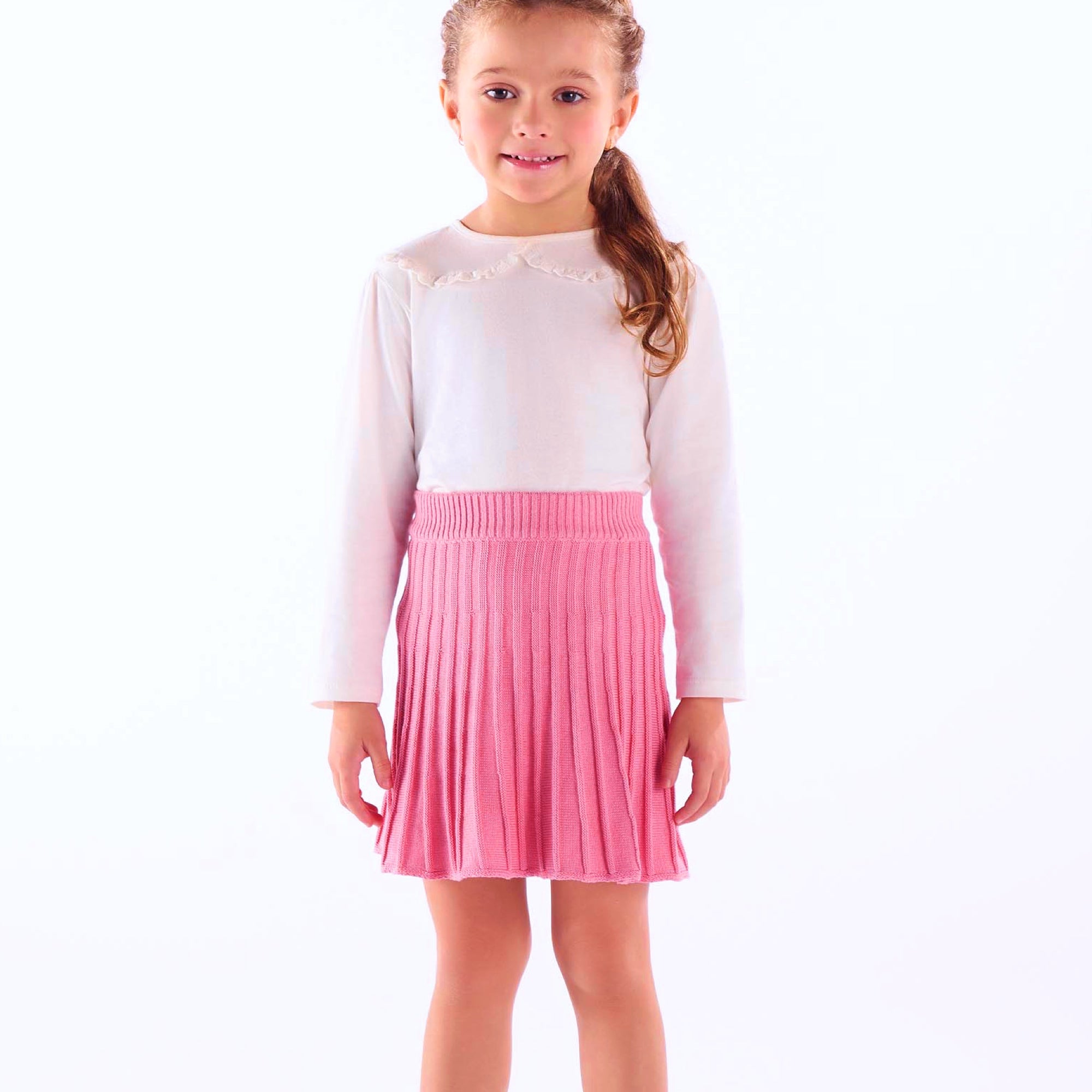 Blusa Infantil Manga Longa em Malha com Gola Boneca para Meninas — foto 1