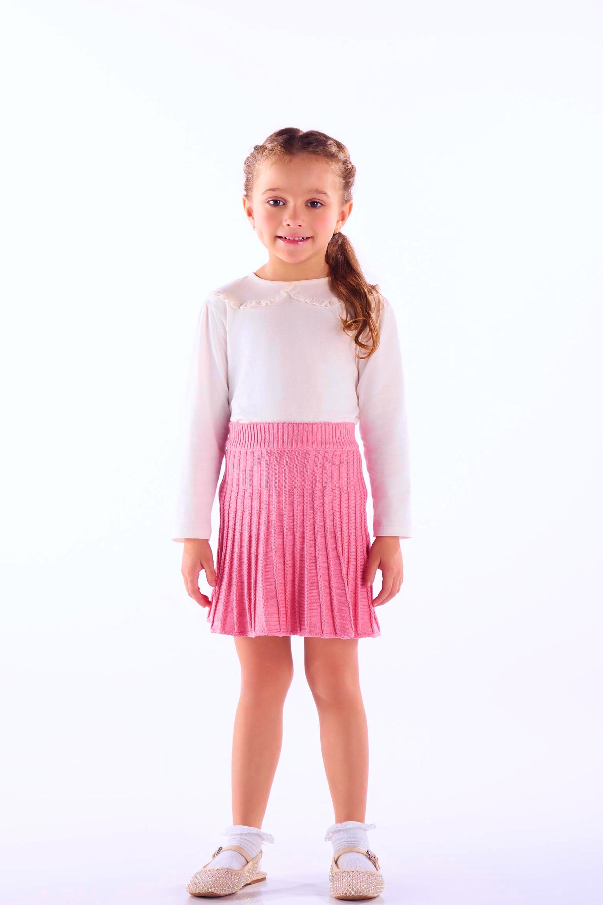 Blusa Infantil Manga Longa em Malha com Gola Boneca para Meninas — foto 1