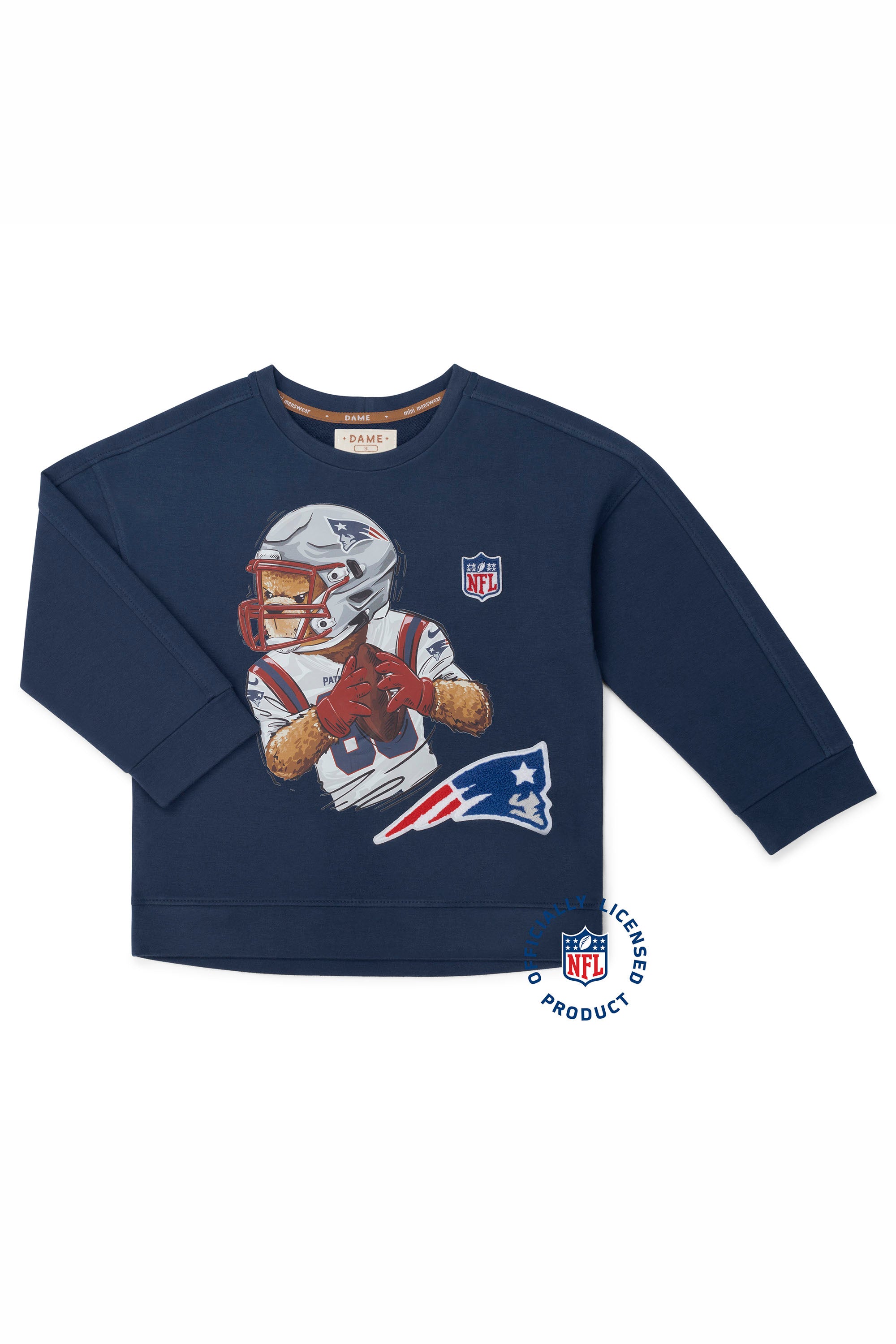 Moletom NFL Infantil Patriots Azul Marinho com Estampa de Ursinho — foto 2