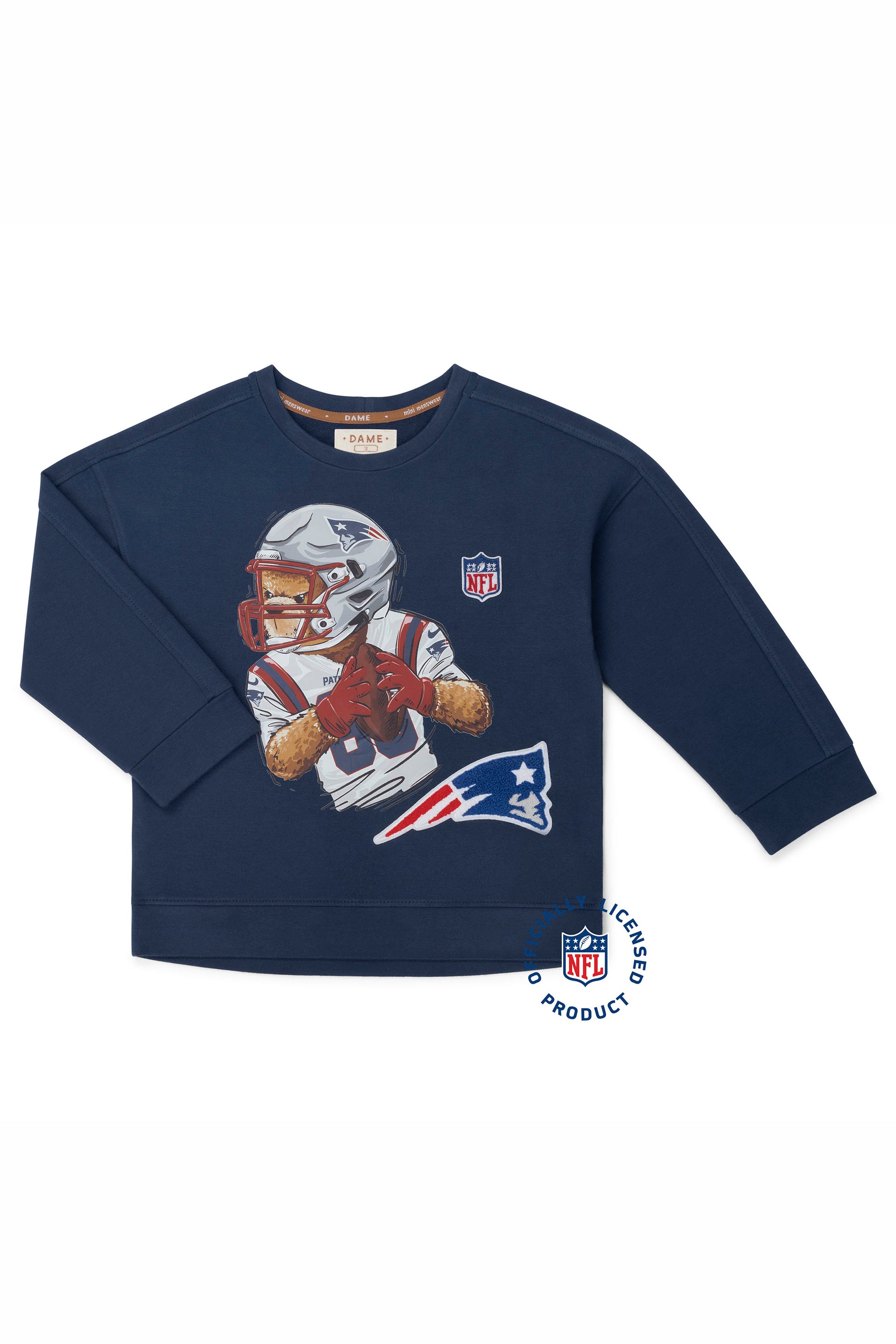 Moletom NFL Infantil Patriots Azul Marinho com Estampa de Ursinho — foto 2