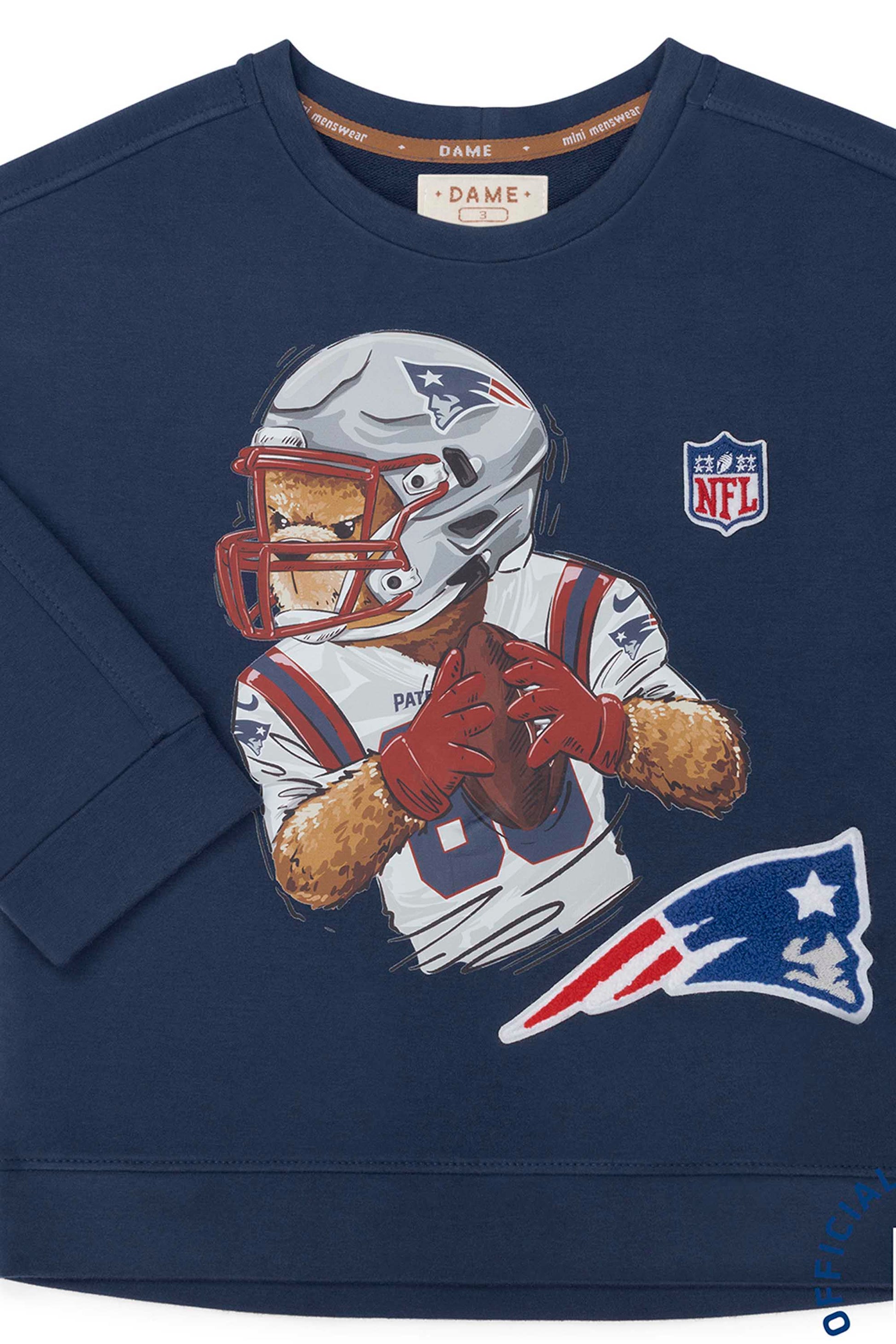 Moletom NFL Infantil Patriots Azul Marinho com Estampa de Ursinho — foto 3
