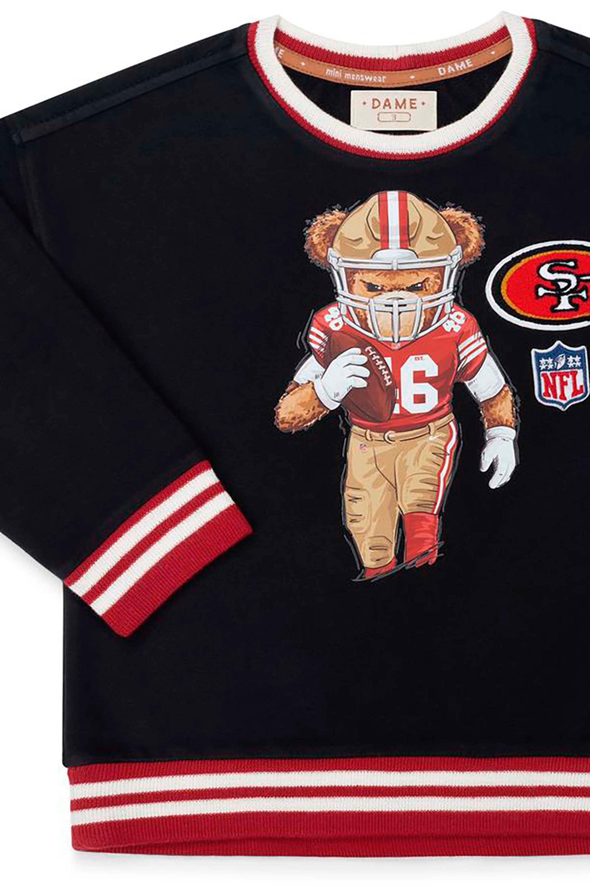 Moletom NFL Infantil SF 49ERS Preto com Estampa de Ursinho para Meninos — foto 4