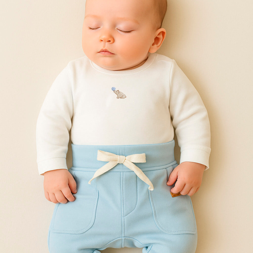 Conjunto para Bebê em Algodão Egípcio Calça e Body Bordado Ursinho — foto 1