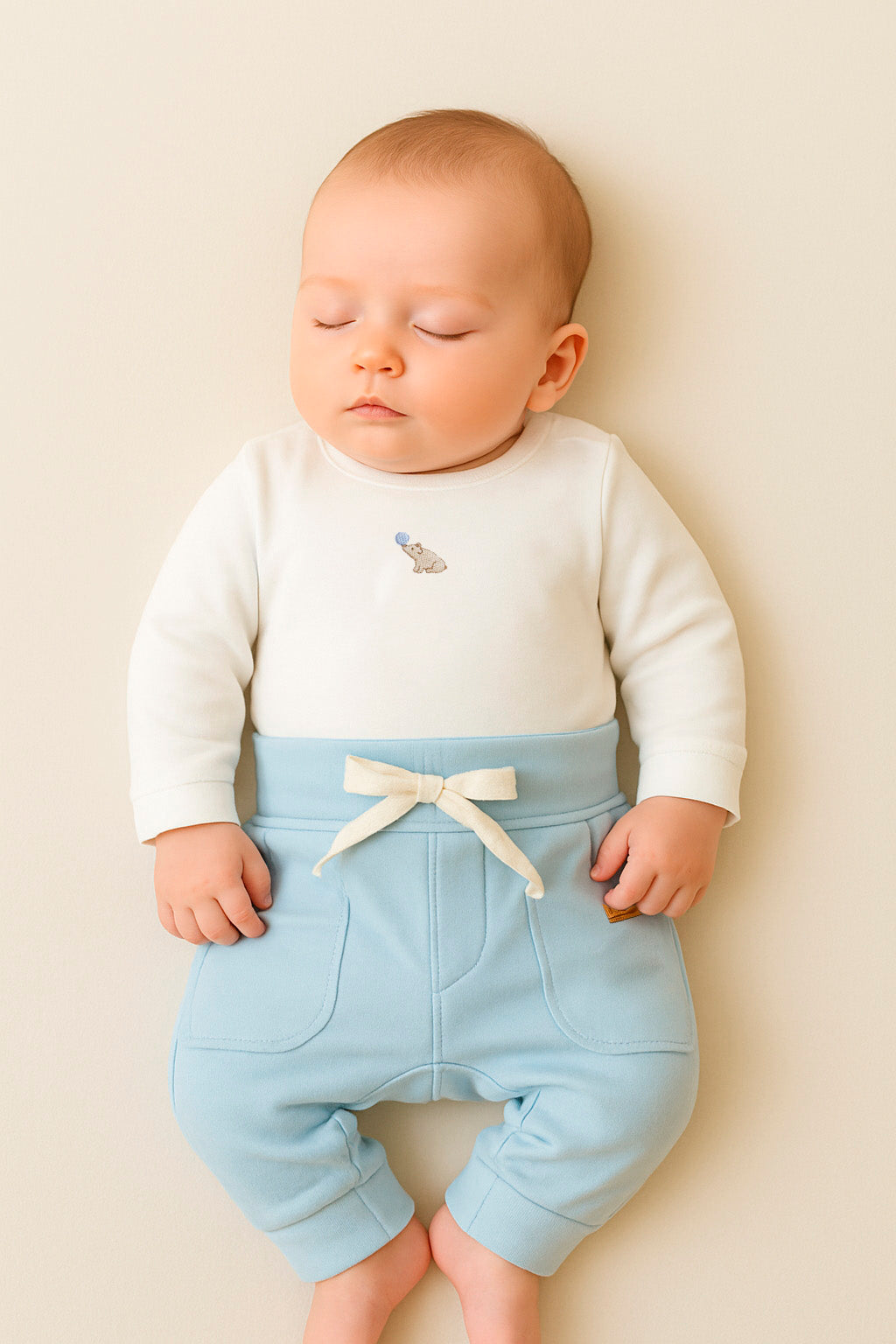 Conjunto para Bebê em Algodão Egípcio Calça e Body Bordado Ursinho — foto 1