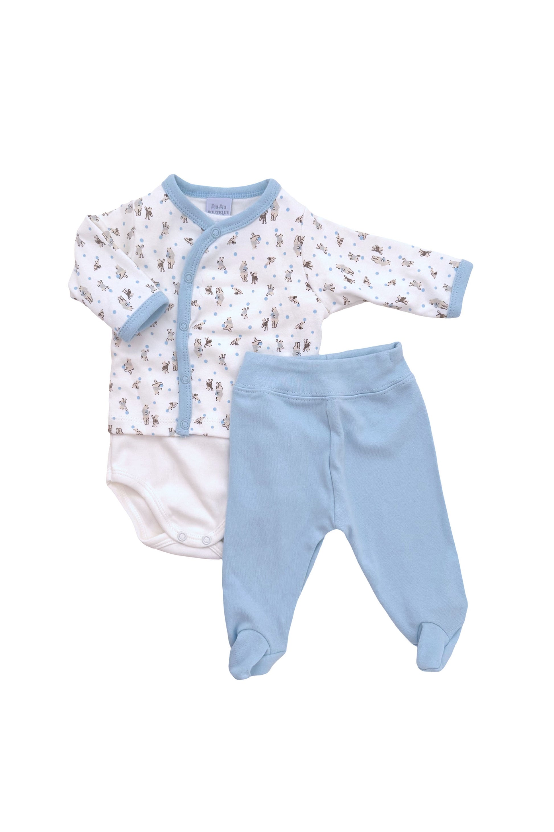Conjunto em Algodão Egípcio para Bebês Estampa Ursinho Azul — foto 3
