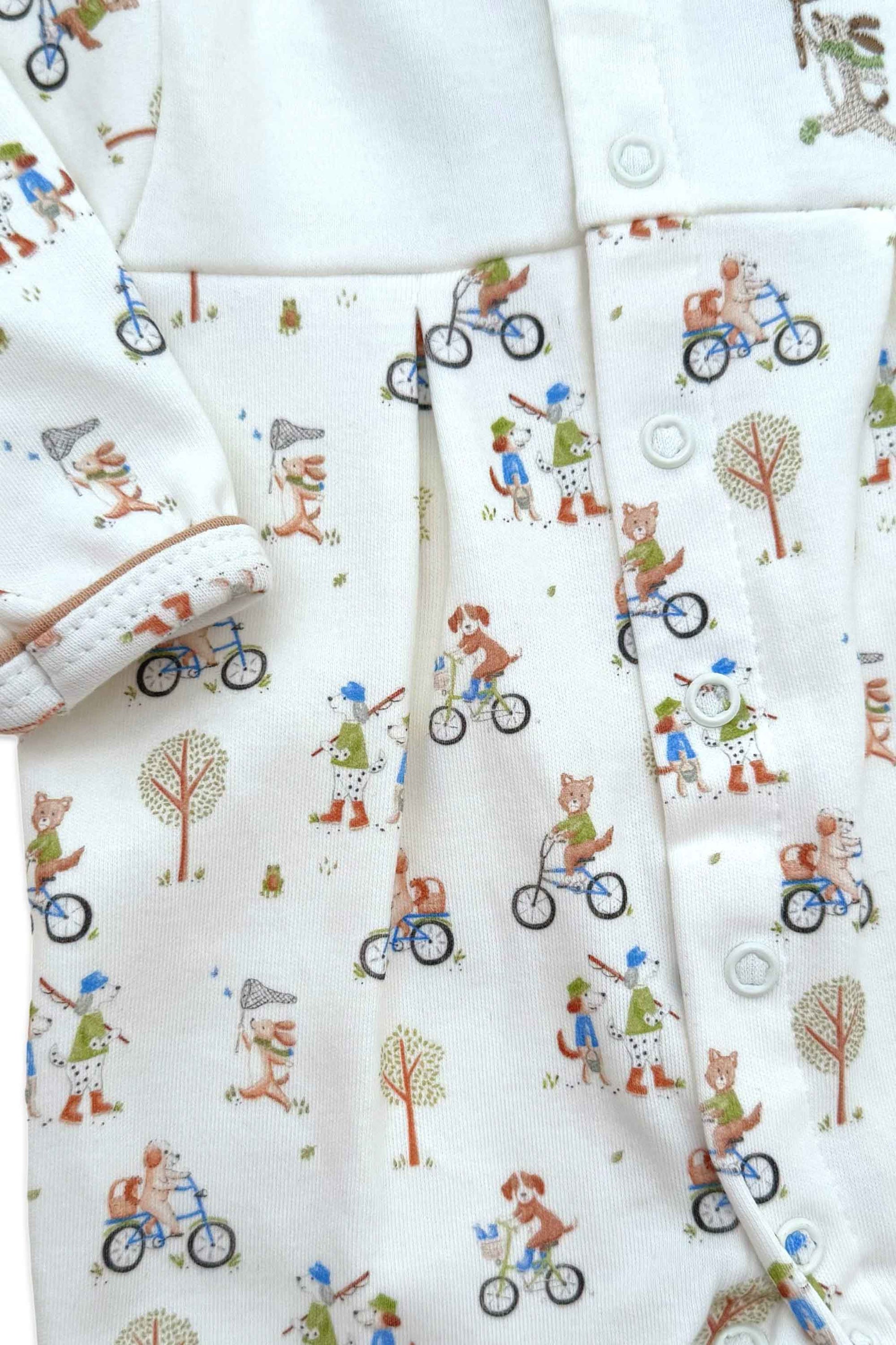 Macacão com Pezinho para Bebê em Algodão Egípcio - Estampa Cachorros na Bike