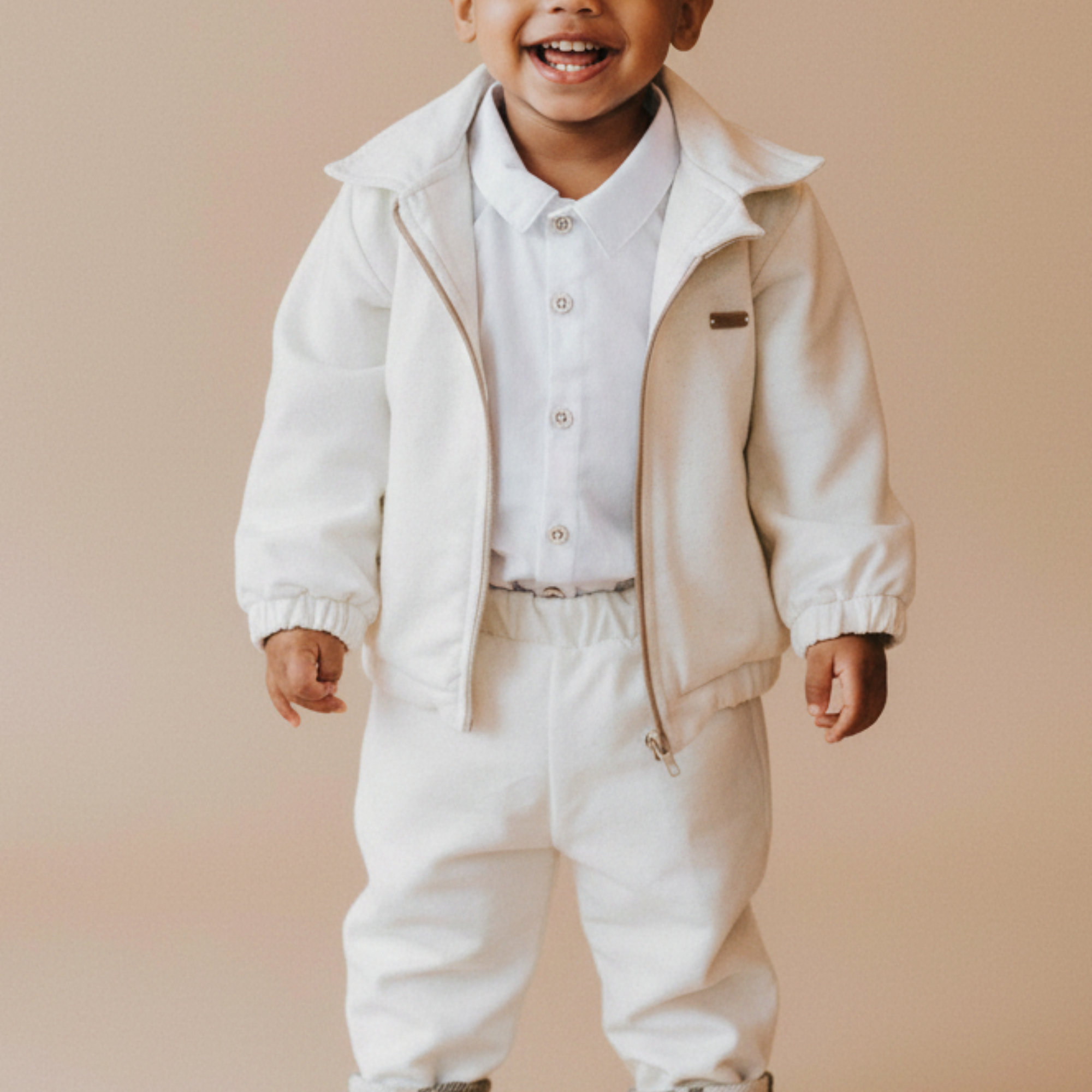 Calça Forrada para Bebê Menino Chess Creme — foto 1