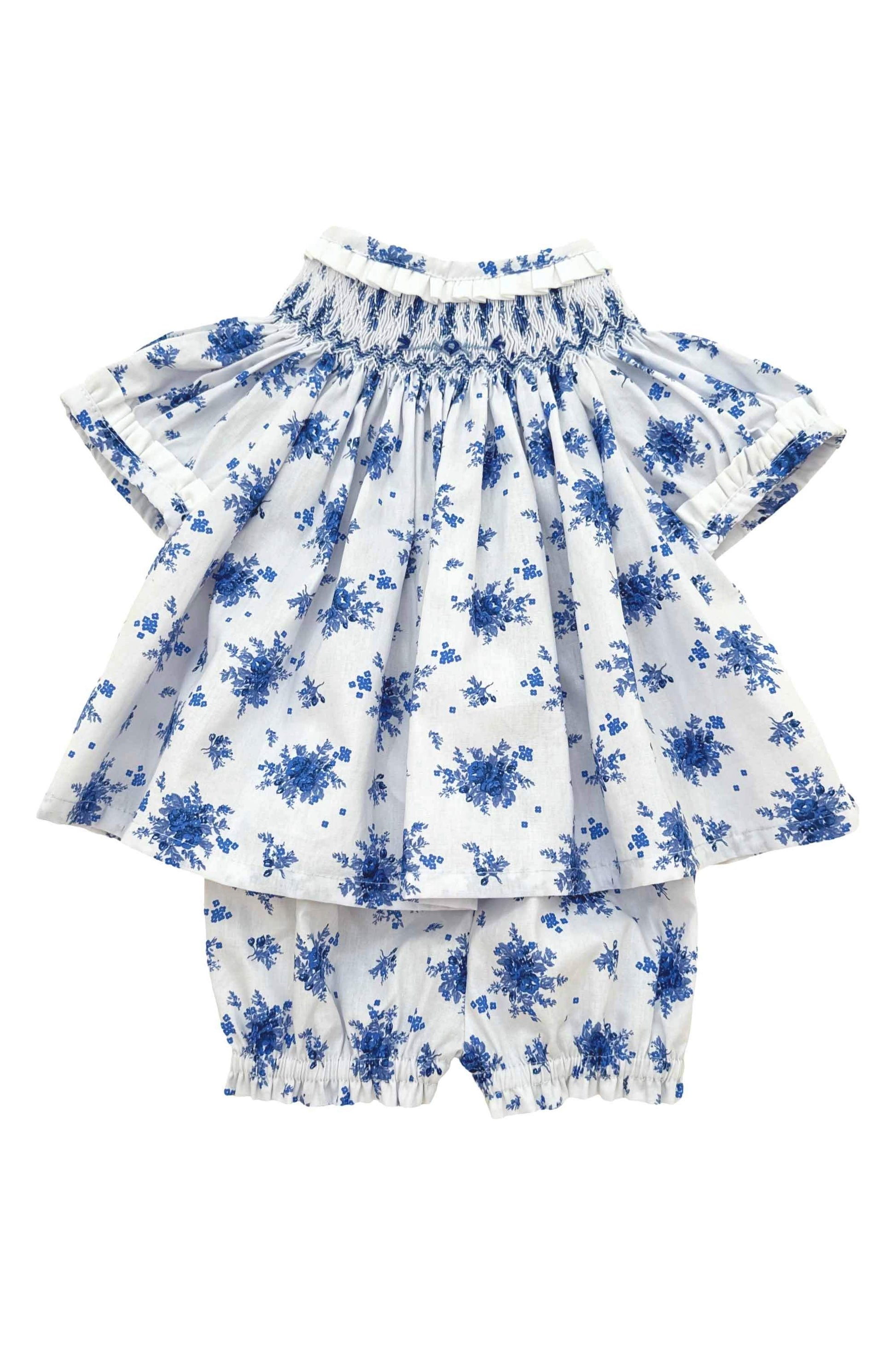 Vestido Russinho Casinha de Abelha e Estampa Azul Floral - Bata e Shorts