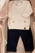 Conjunto Bebê Malha Tricotada Off White com Calça Molecotton Jeans — foto 2