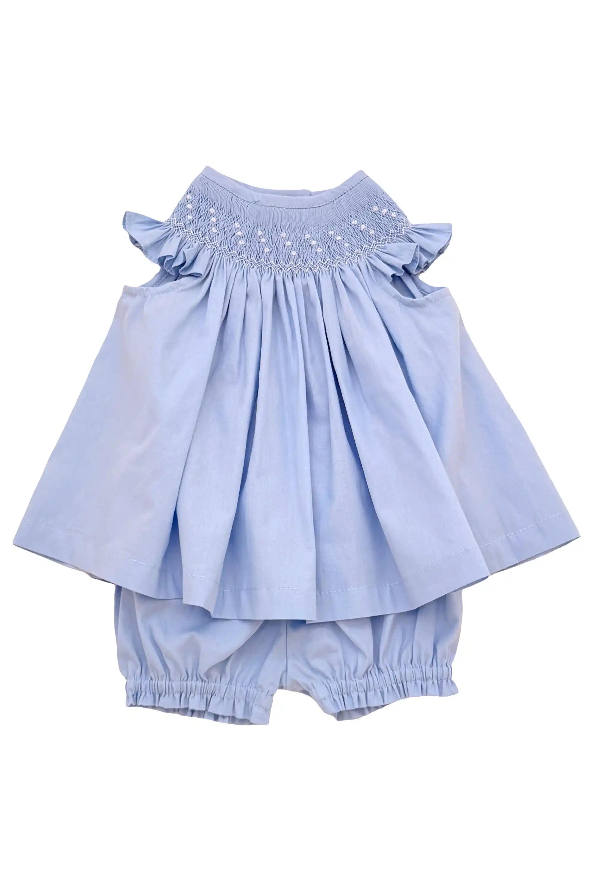 Conjunto Infantil Smock Bordado à Mão Azul Bebê — foto 2