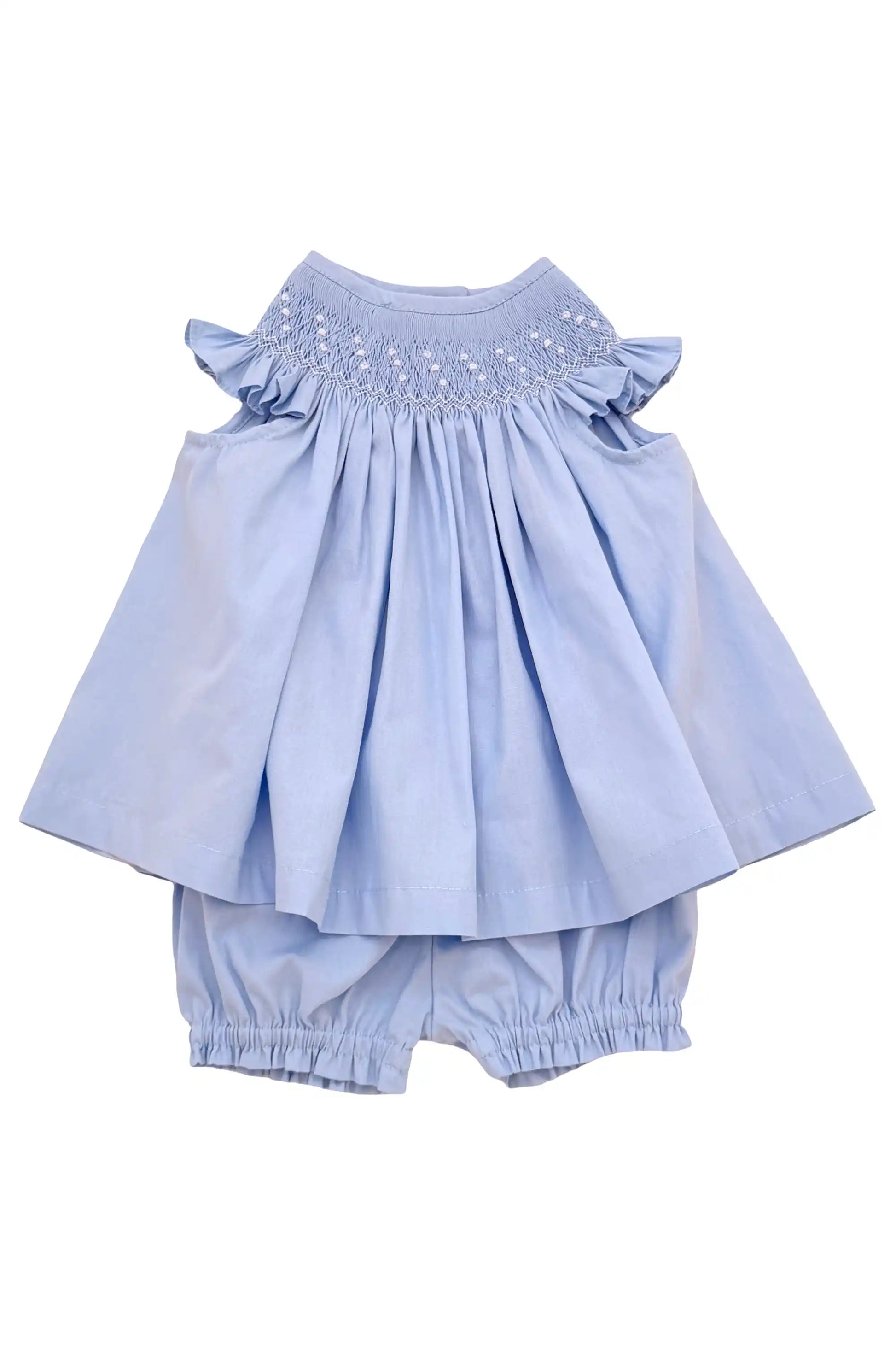 Conjunto Infantil Smock Bordado à Mão Azul Bebê — foto 2