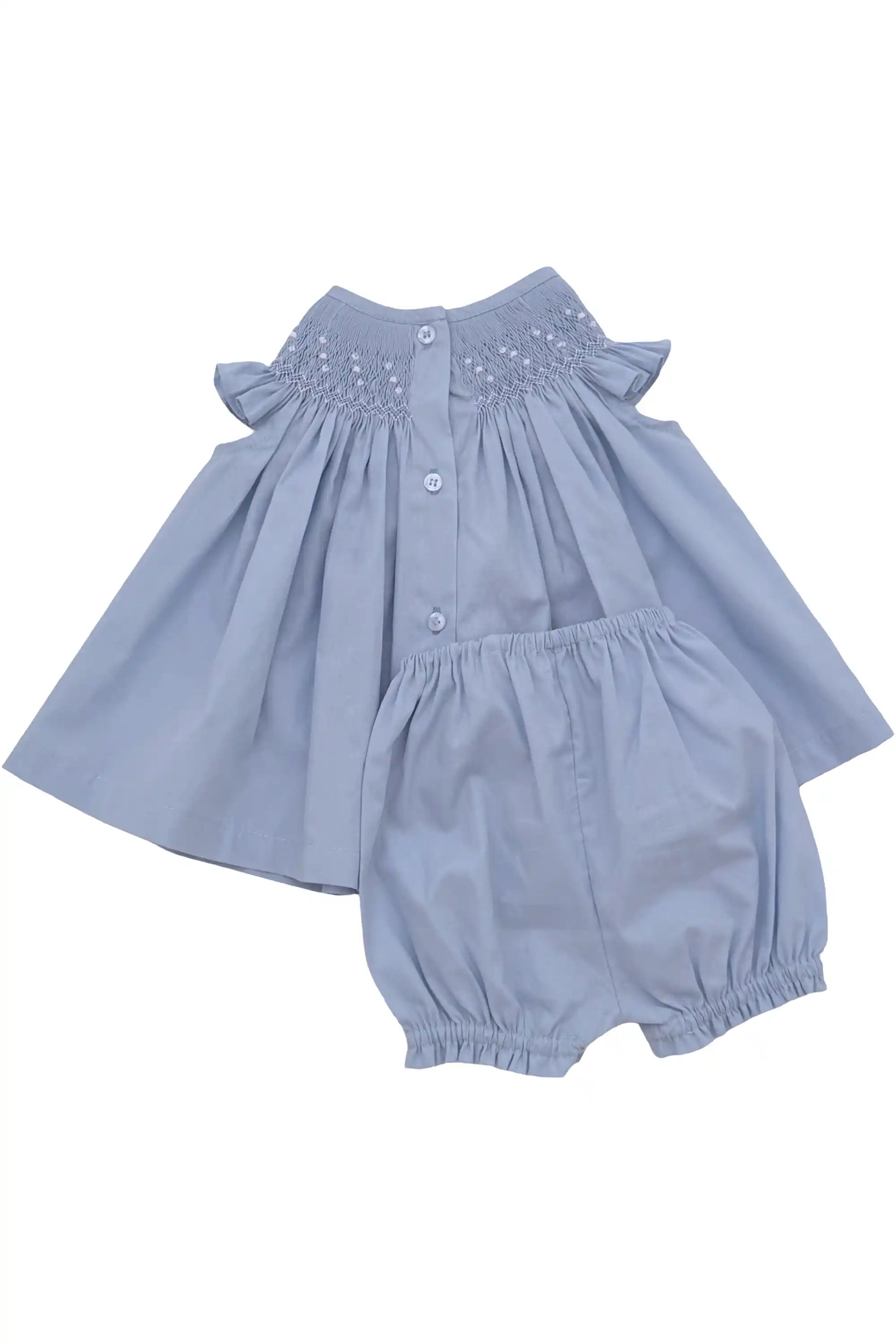Conjunto Infantil Smock Bordado à Mão Azul Bebê — foto 4