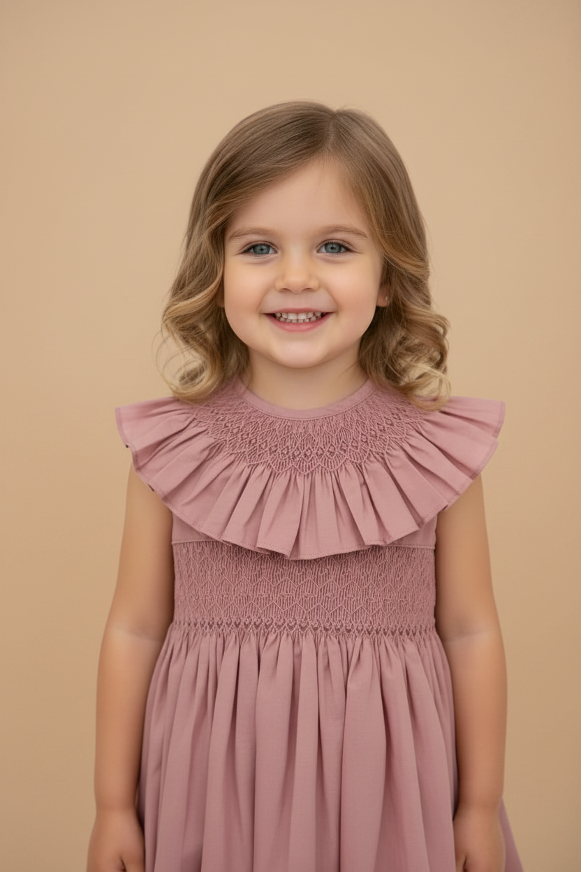 Vestido Casinha de Abelha Rosê com Gola — foto 2