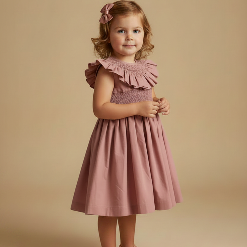 Vestido Casinha de Abelha Rosê com Gola — foto 1