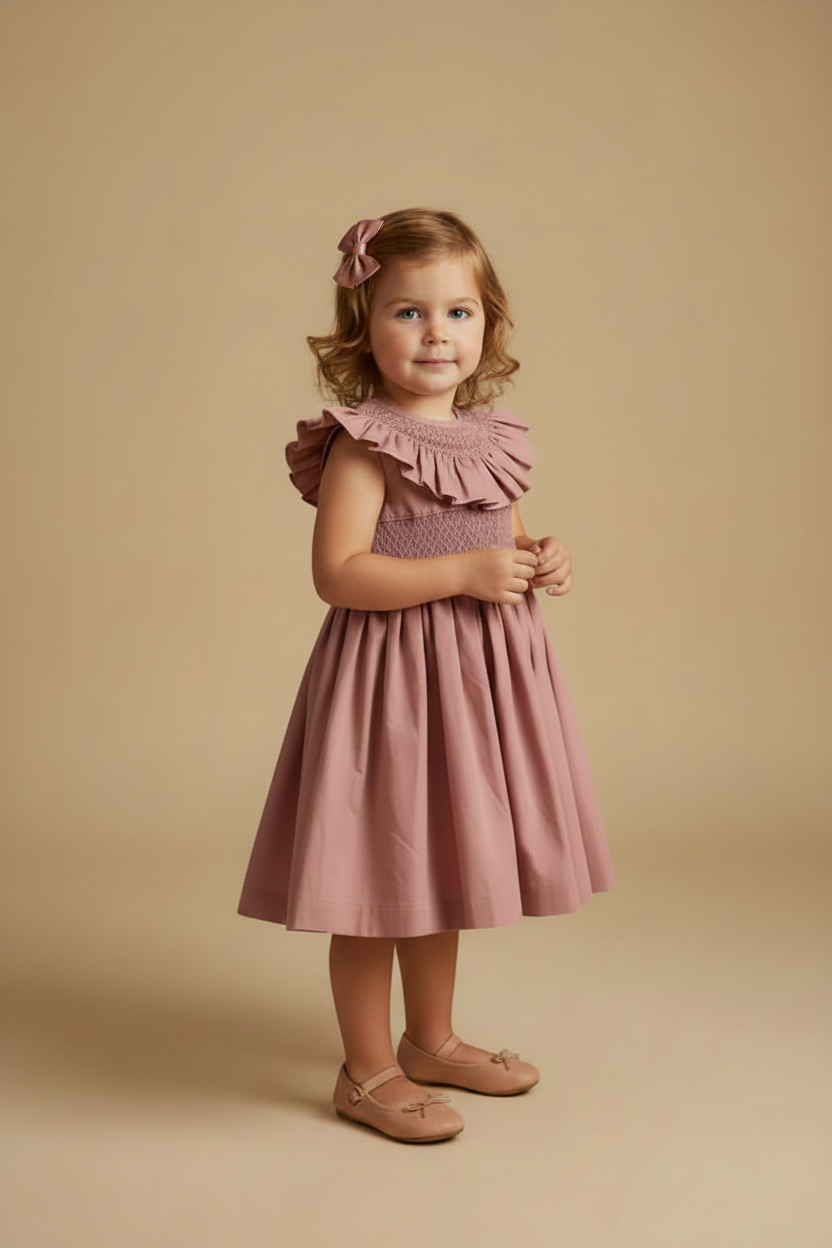 Vestido Casinha de Abelha Rosê com Gola — foto 1