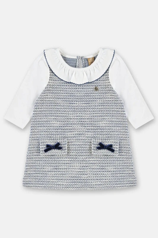 Vestido Infantil em Malha Tweed e Suedine com Laços em Veludo — foto 2