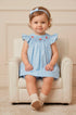 Vestido Bebê Russinho Azul Bordado Floral Vermelho — foto 1