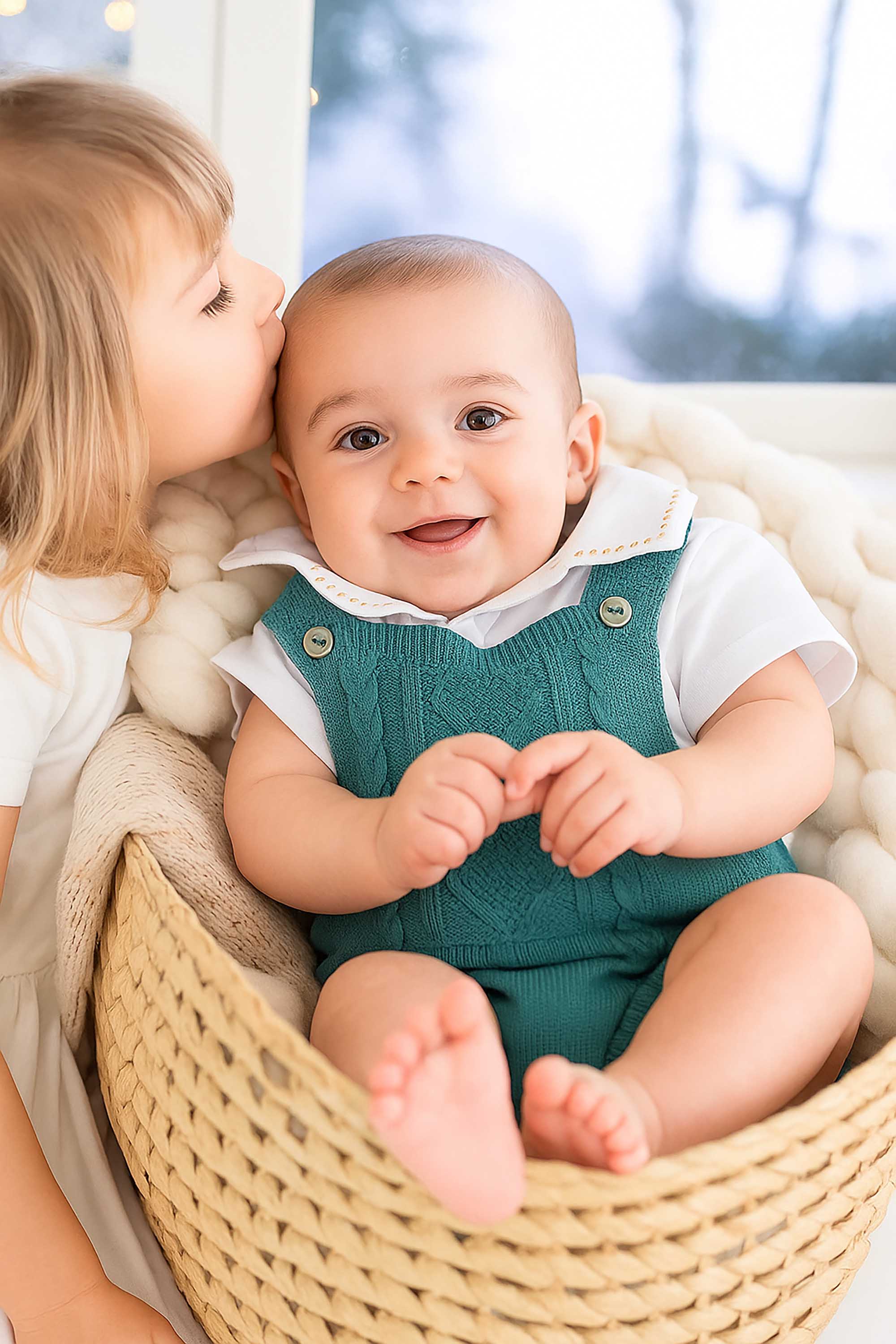 Romper em Tricô para Bebê Verde — foto 1