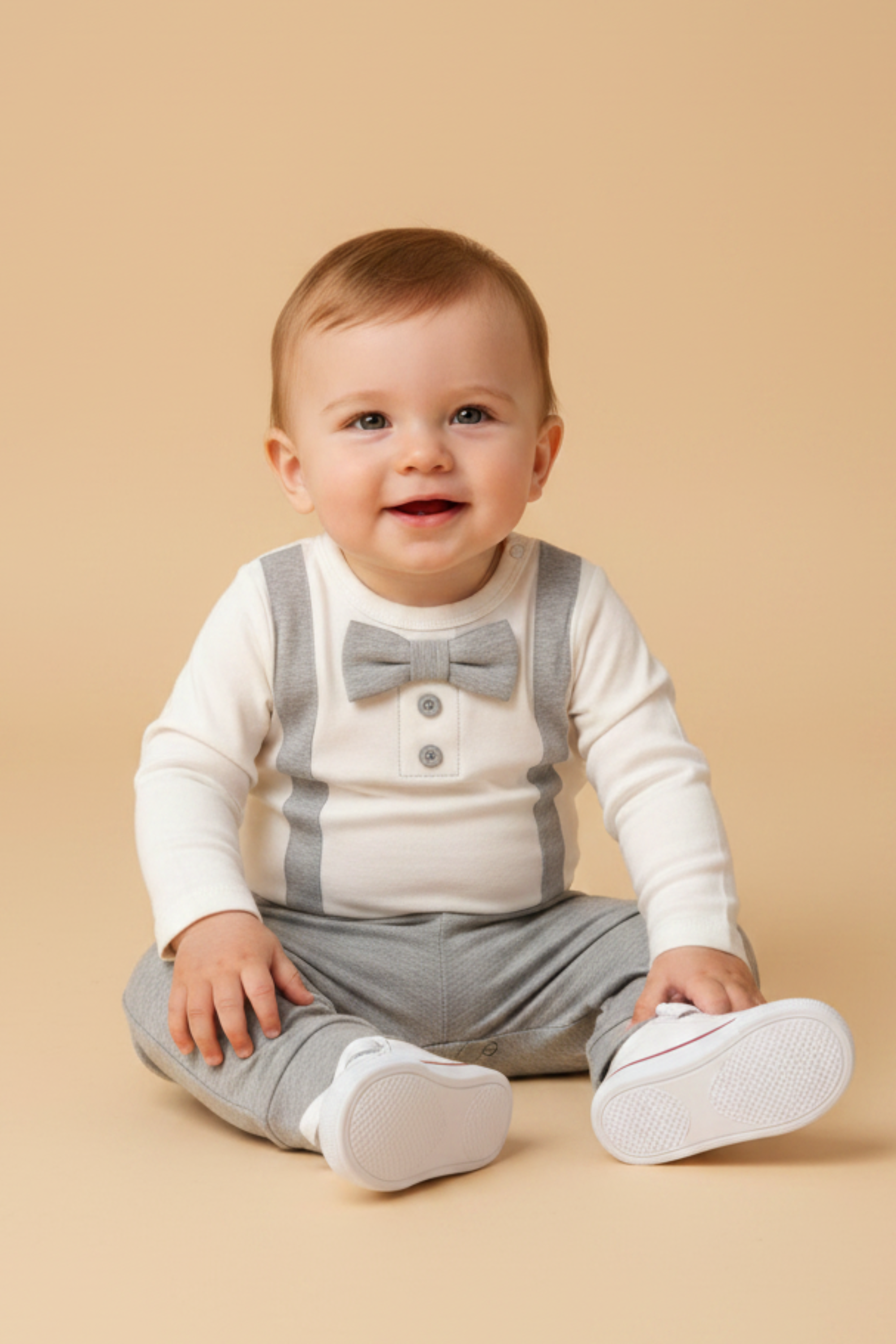 Conjunto Bebê Body com Gravata Borboleta e Calça Suedine