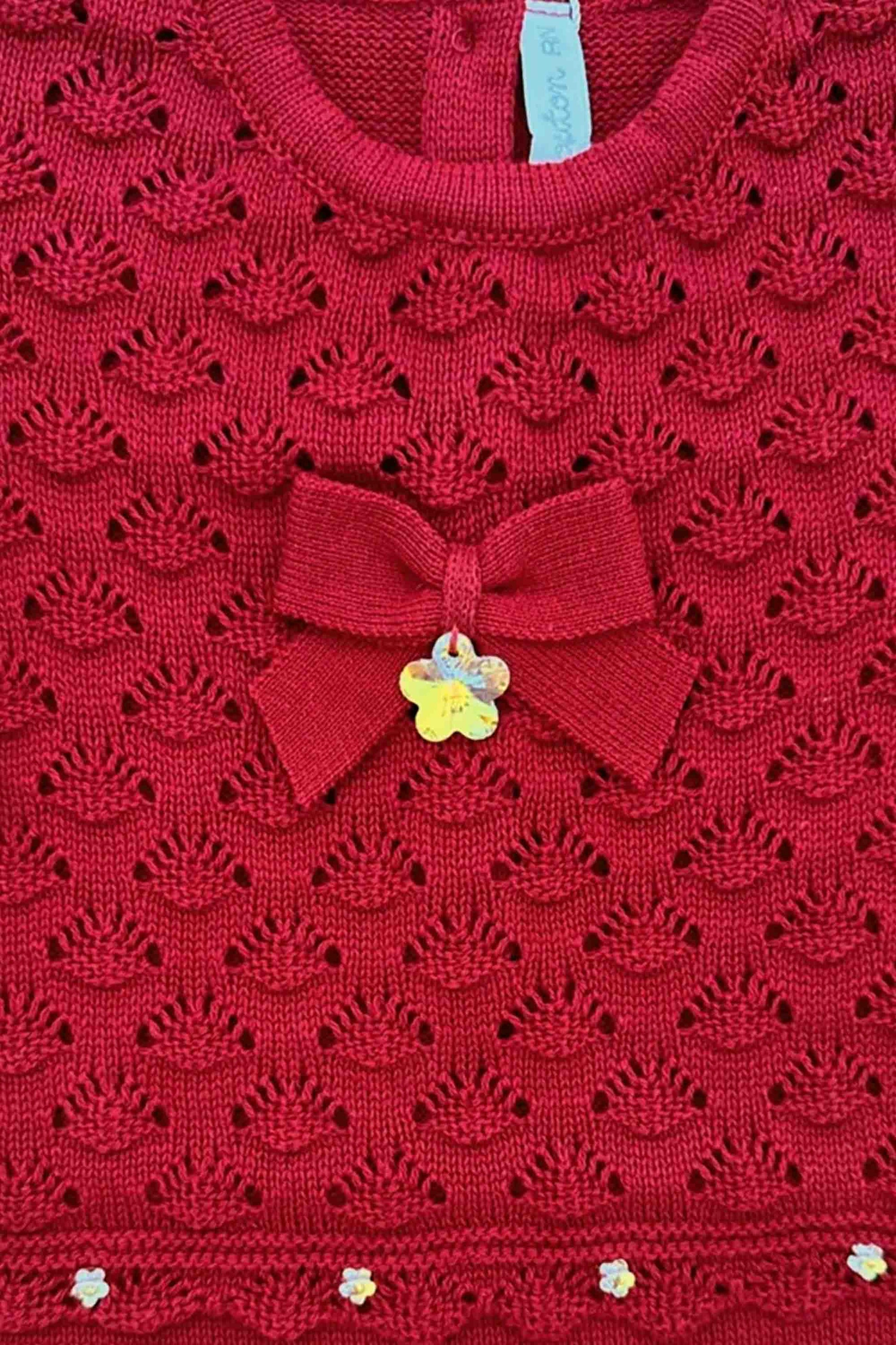 Macacão Maternidade Tricot Maitê Estampa Folhas Vermelho — foto 4