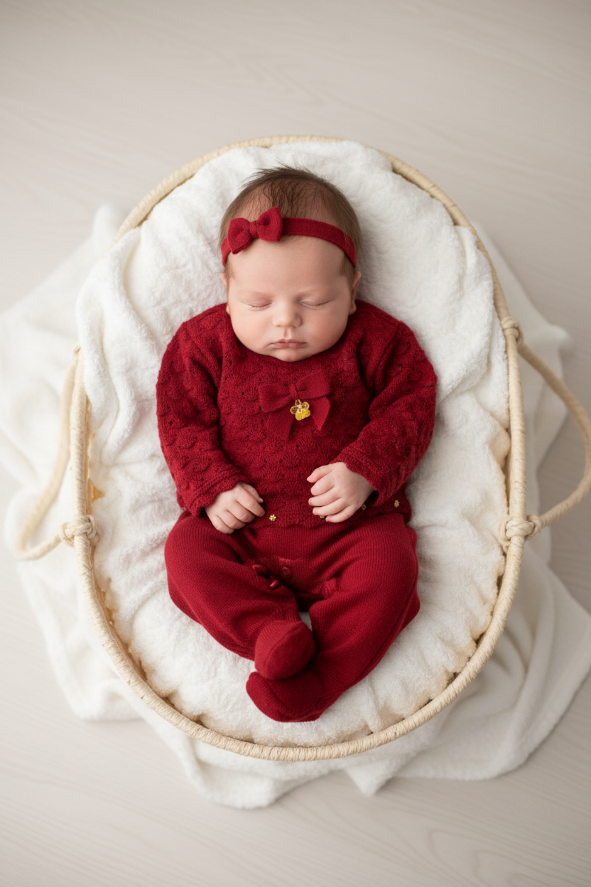 Macacão Maternidade Tricot Maitê Estampa Folhas Vermelho — foto 1