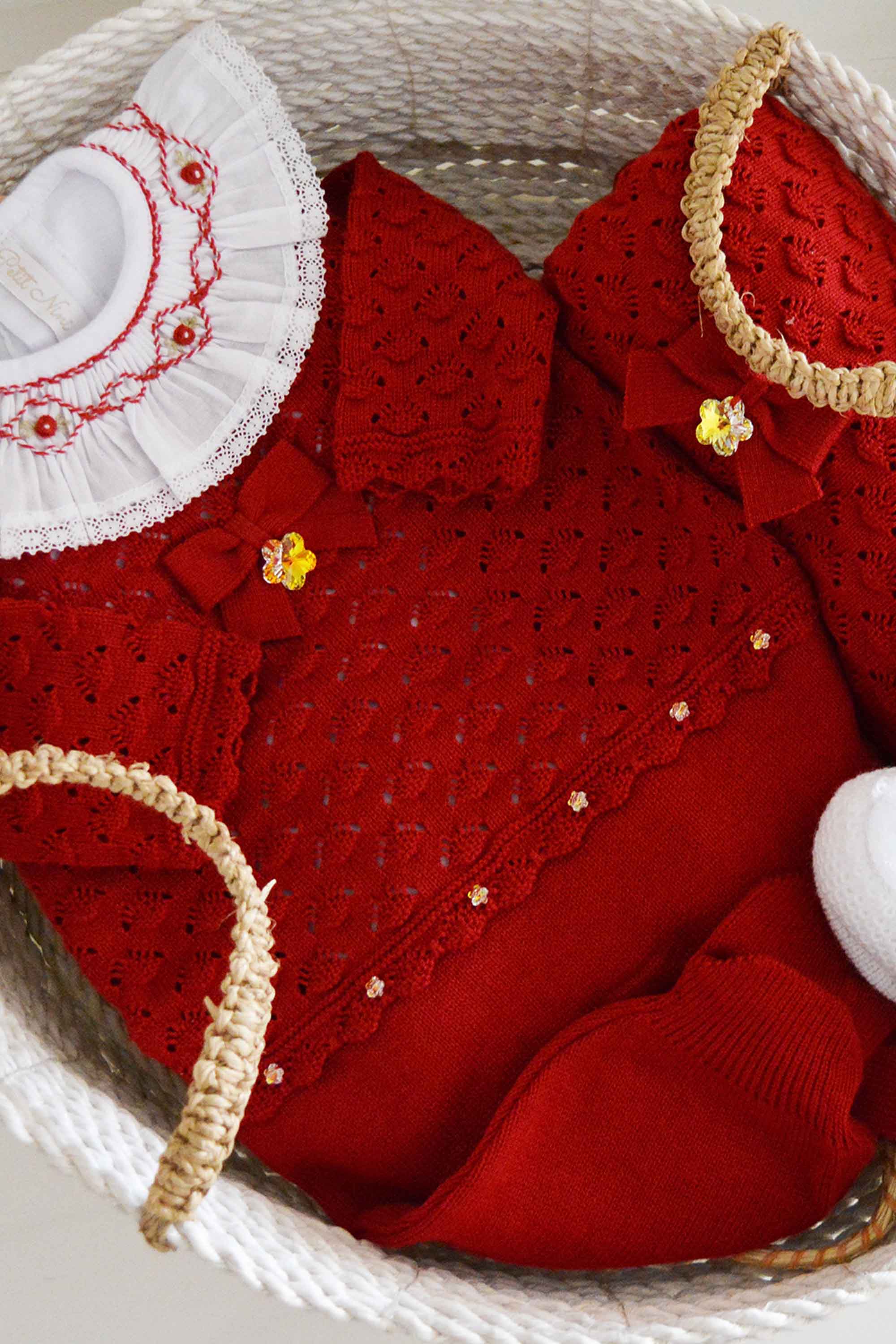 Macacão Maternidade Tricot Maitê Estampa Folhas Vermelho — foto 2