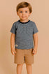 Conjunto Infantil Masculino com Camiseta Blend e Bermuda em Sarja Cáqui — foto 1