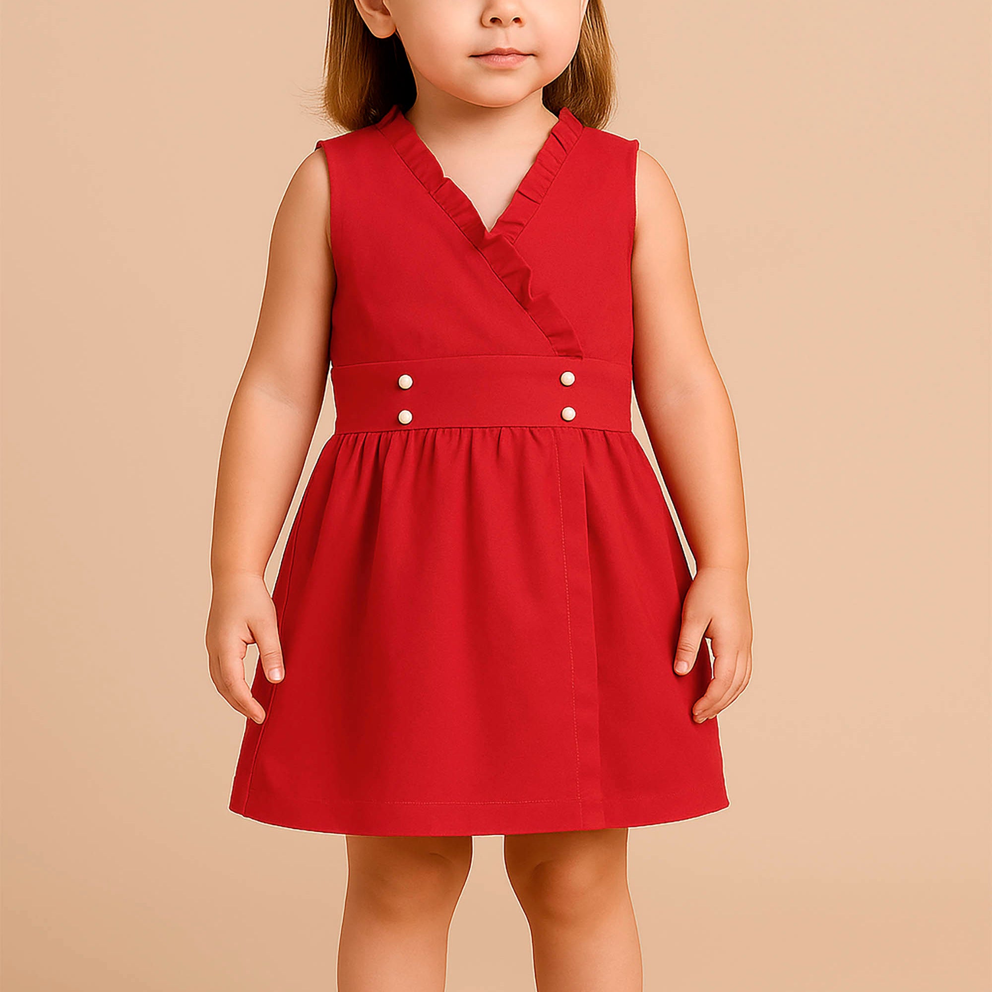 Vestido Infantil 4 Botões Vermelho — foto 1