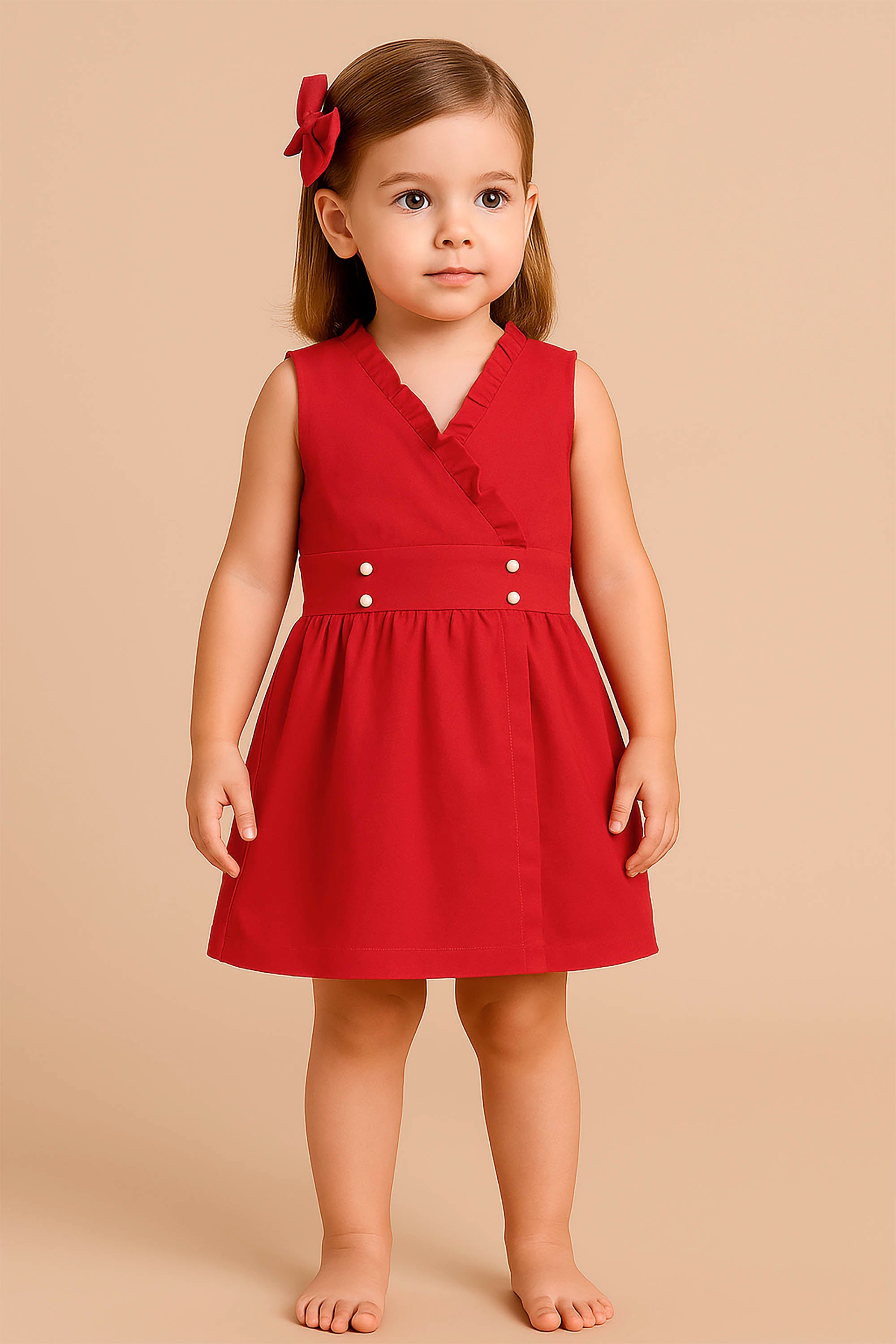 Vestido Infantil 4 Botões Vermelho — foto 1