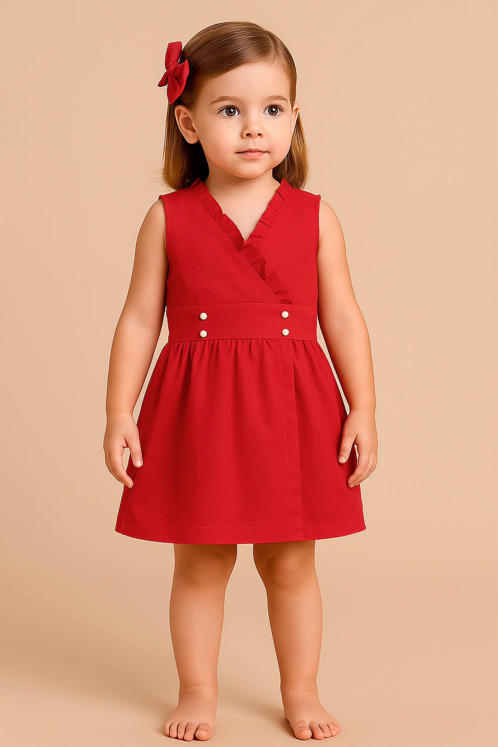 Vestido Infantil 4 Botões Vermelho — foto 1