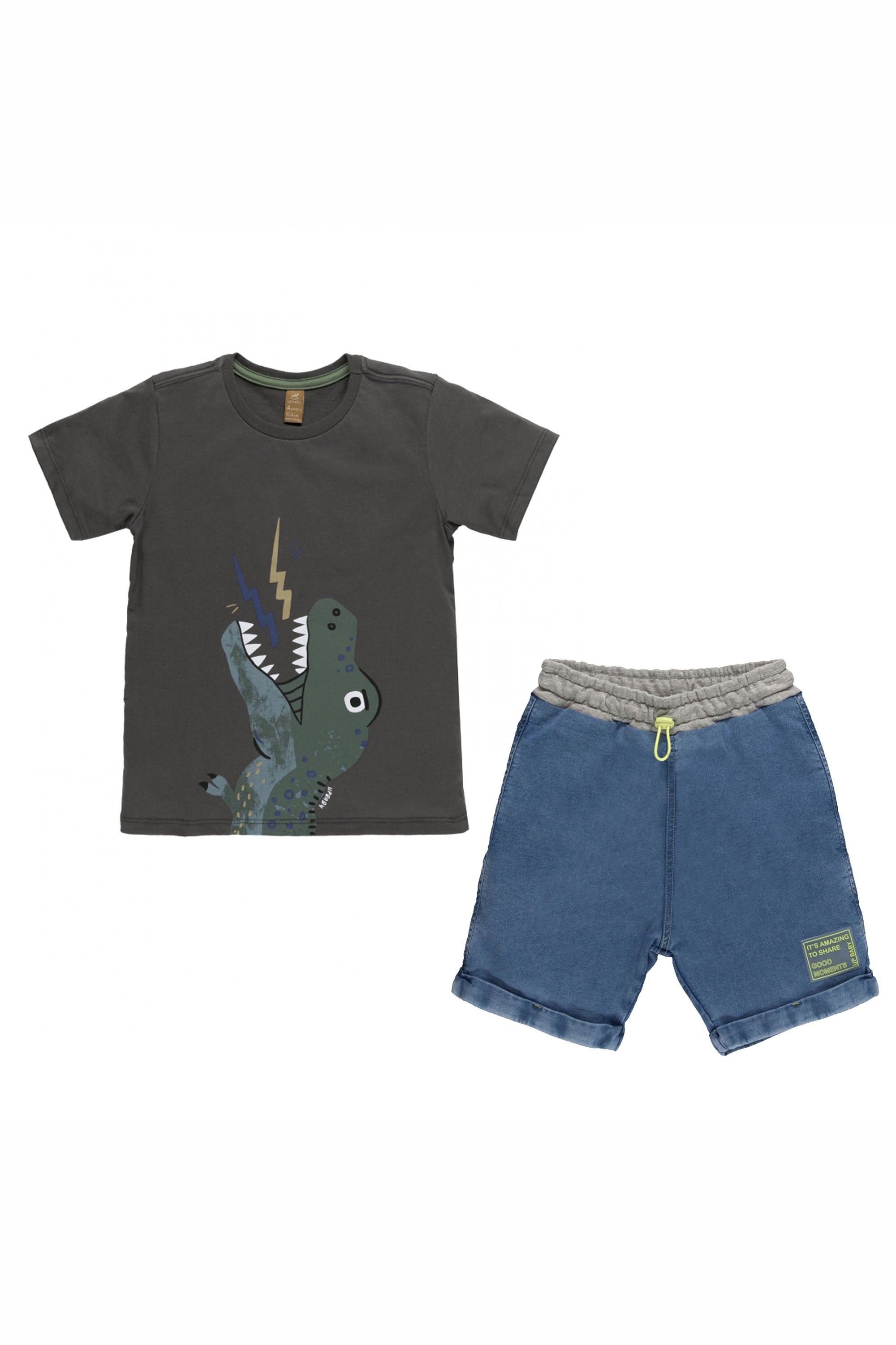 Conjunto Infantil Bermuda e Camiseta Estampa Dino — foto 2