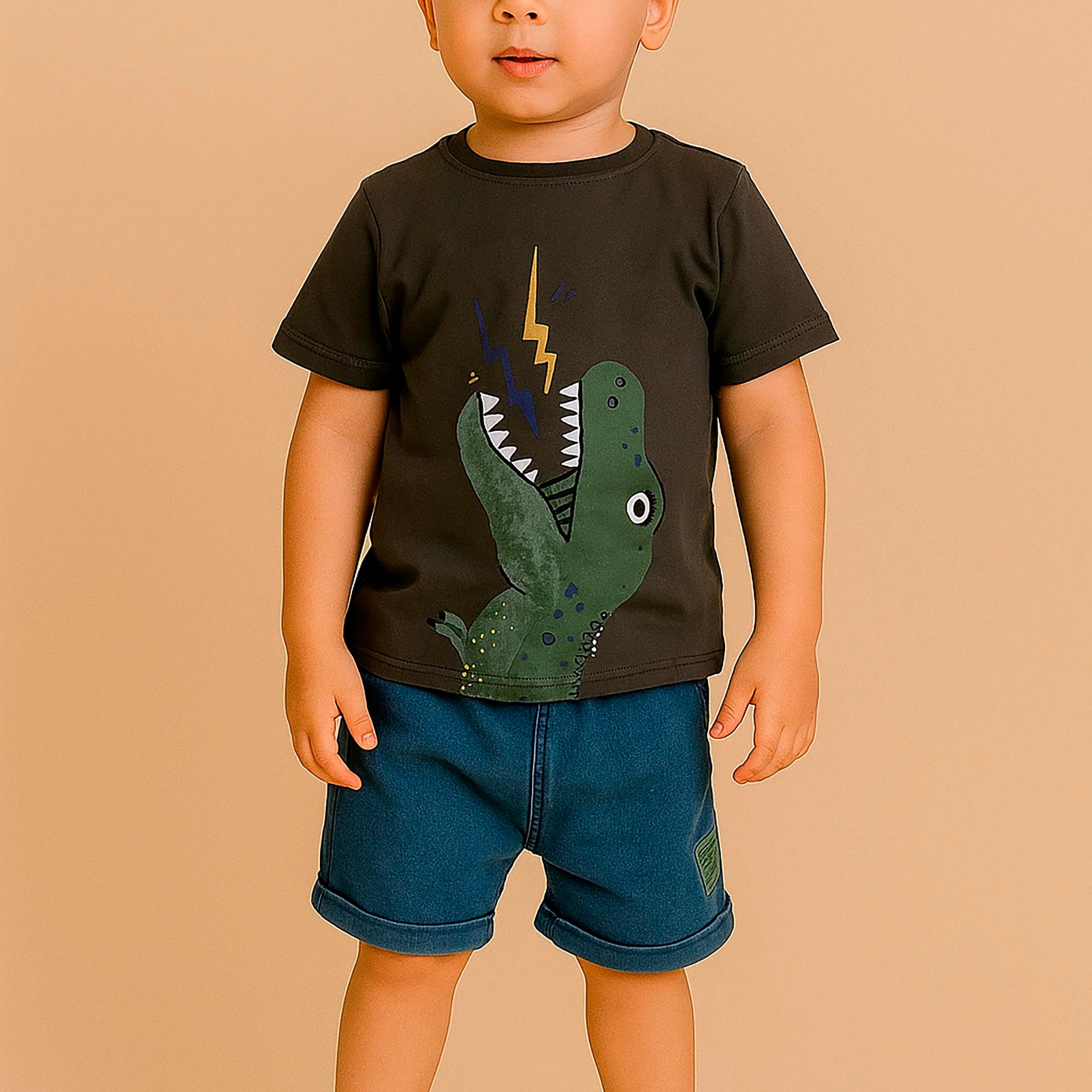 Conjunto Infantil Bermuda e Camiseta Estampa Dino — foto 1