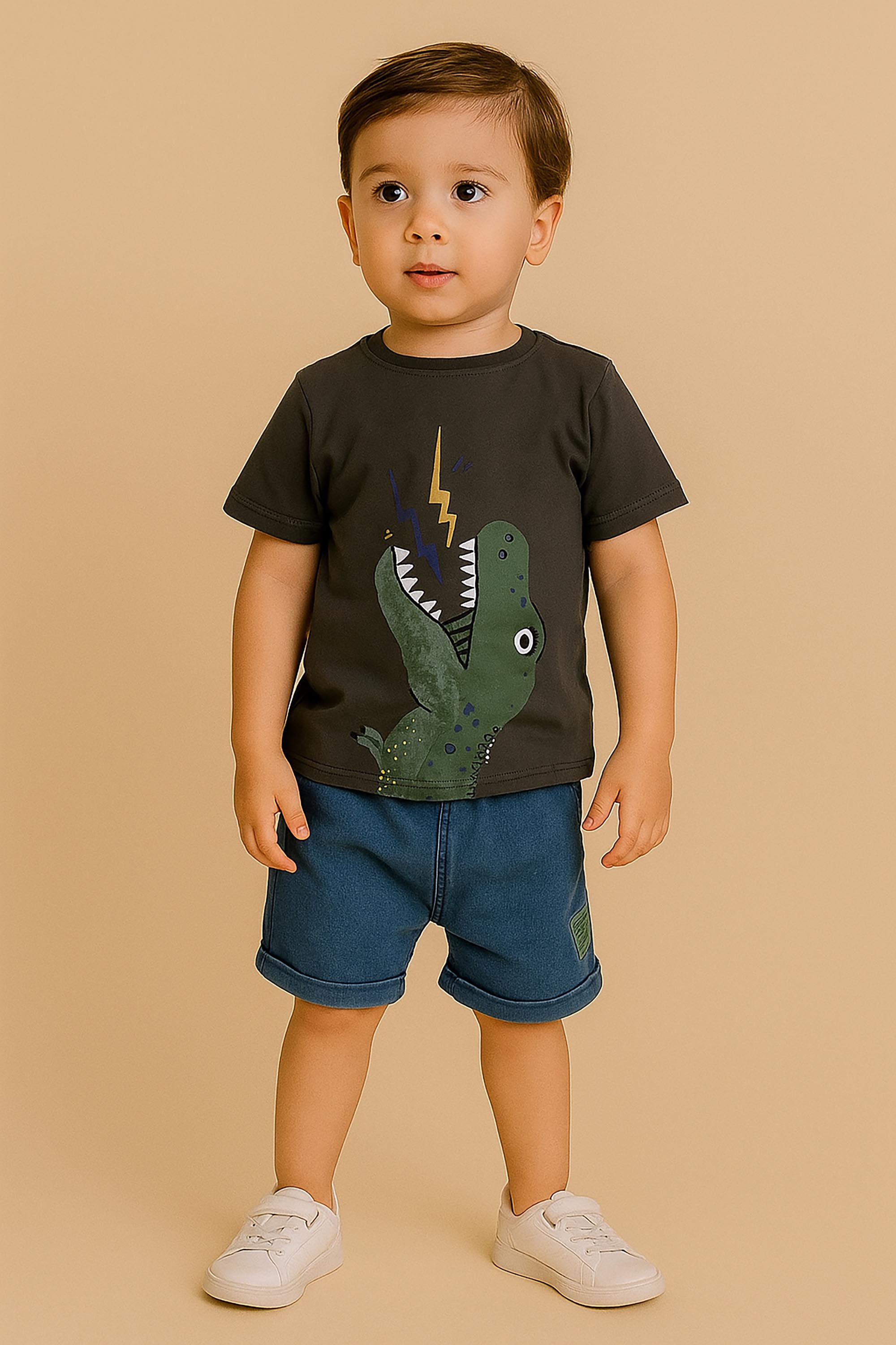 Conjunto Infantil Bermuda e Camiseta Estampa Dino — foto 1