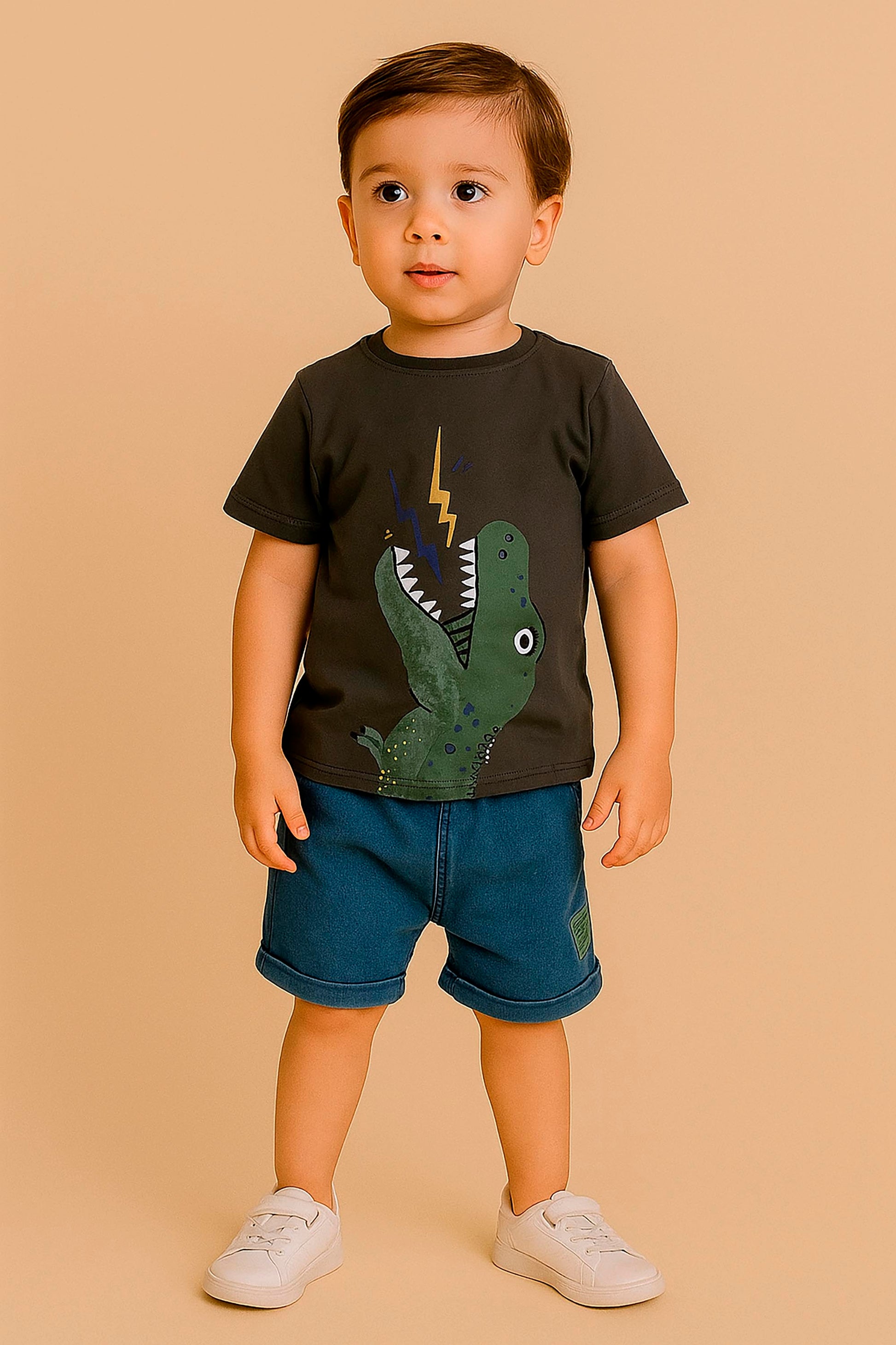 Conjunto Infantil Bermuda e Camiseta Estampa Dino — foto 1