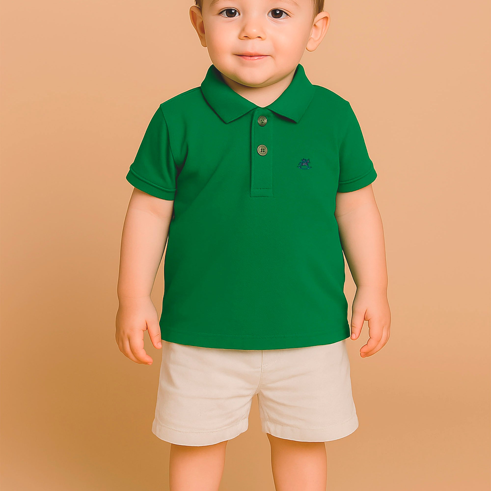 Camisa Infantil Polo Manga Curta Piquet Verde Bandeira — foto 1