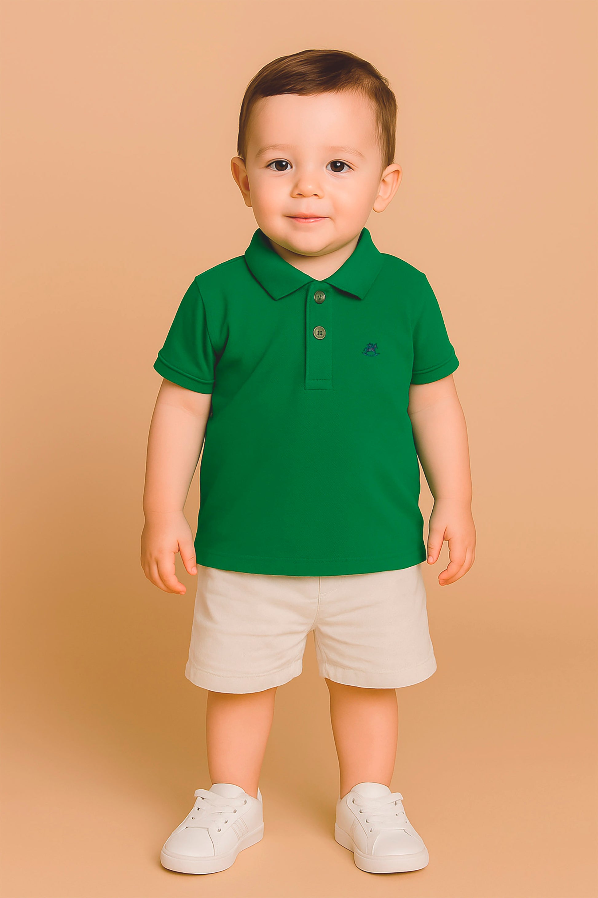 Camisa Infantil Polo Manga Curta Piquet Verde Bandeira — foto 1