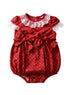 Romper Bebê Xadrez Vermelho com Laços Look Natal e Ensaio — foto 2