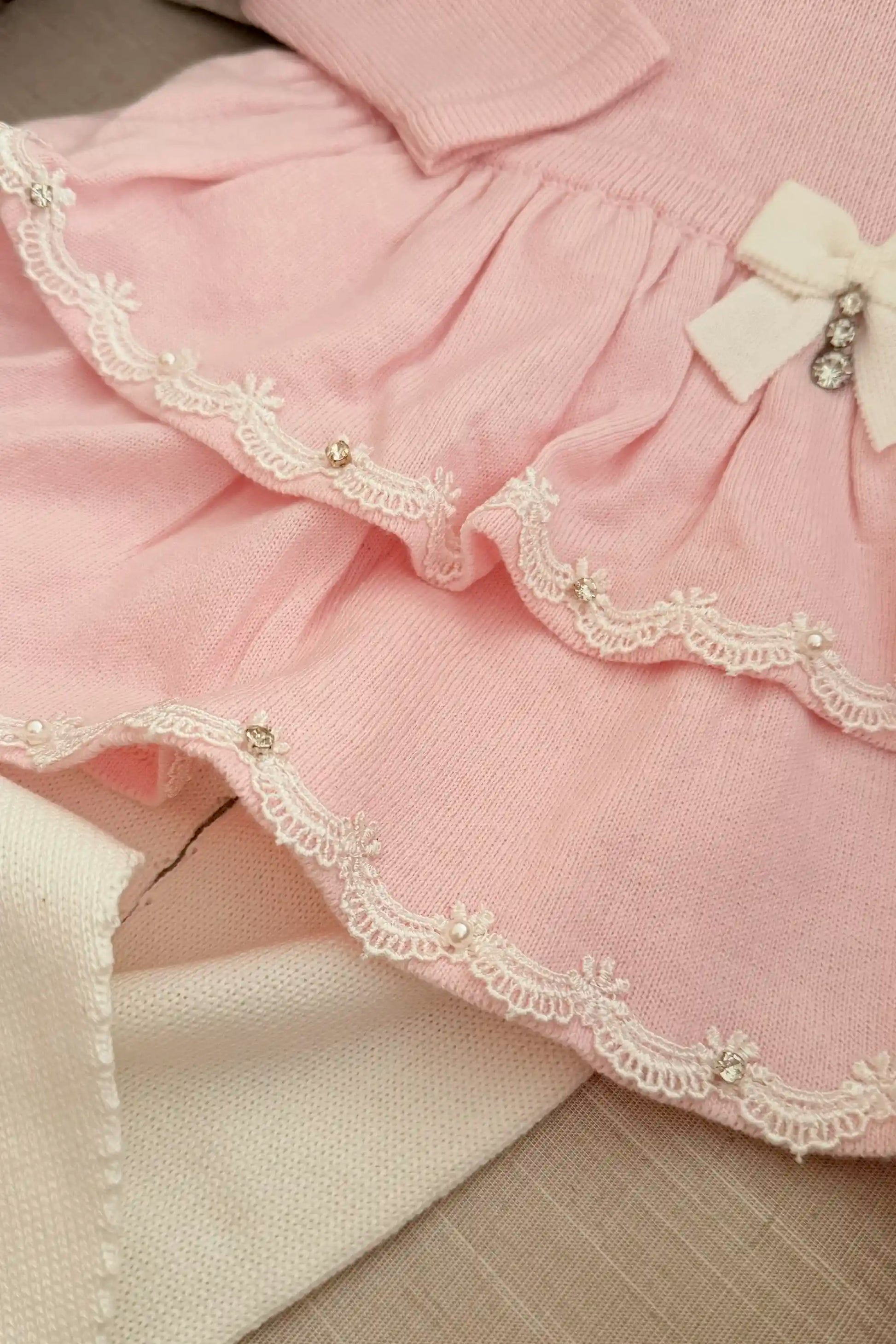 Conjunto de Maternidade Vestido Rosa Babados em Tricot — foto 5