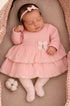 Conjunto de Maternidade Vestido Rosa Babados em Tricot — foto 3