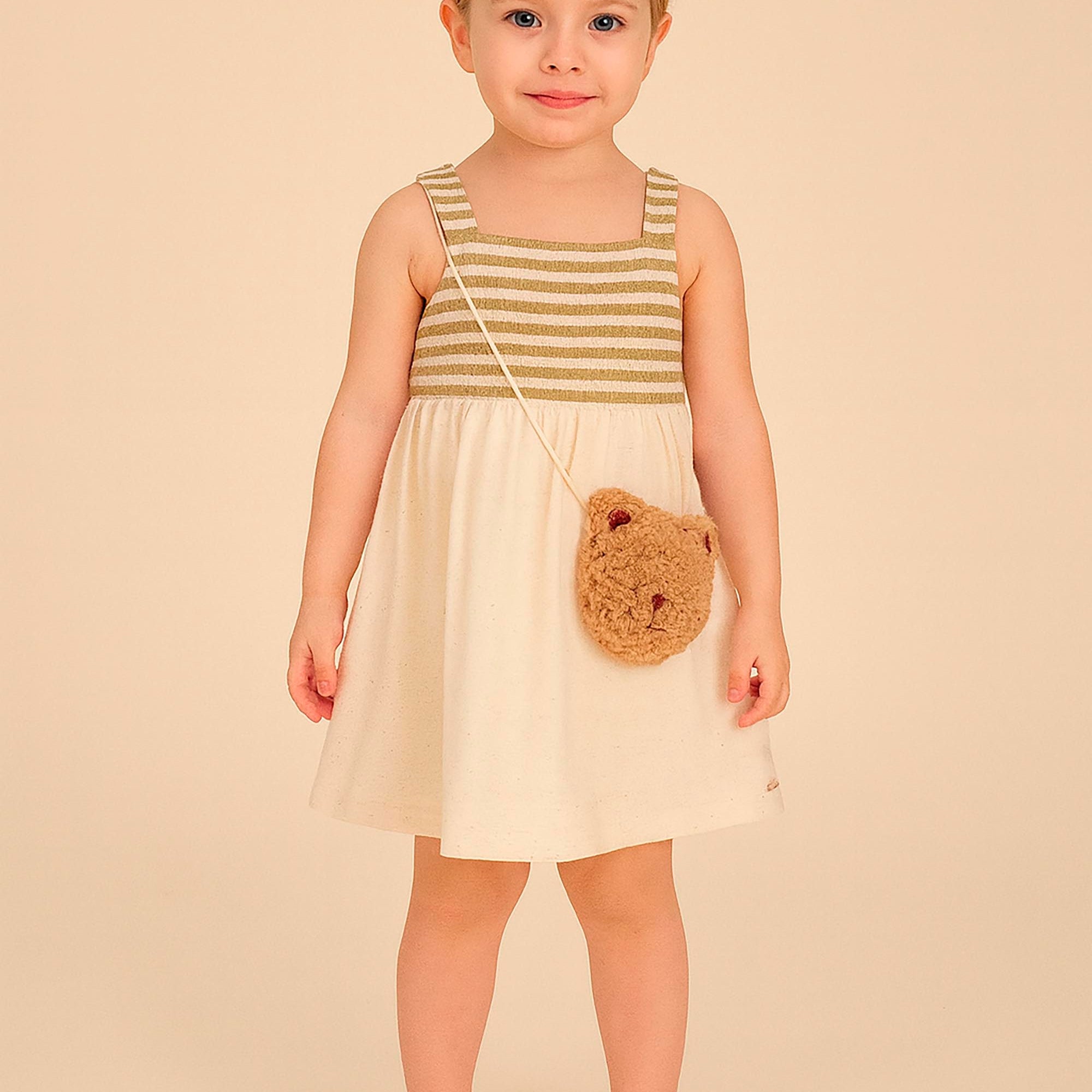 Vestido Infantil com Bolsa Ursinha Cappucino — foto 1