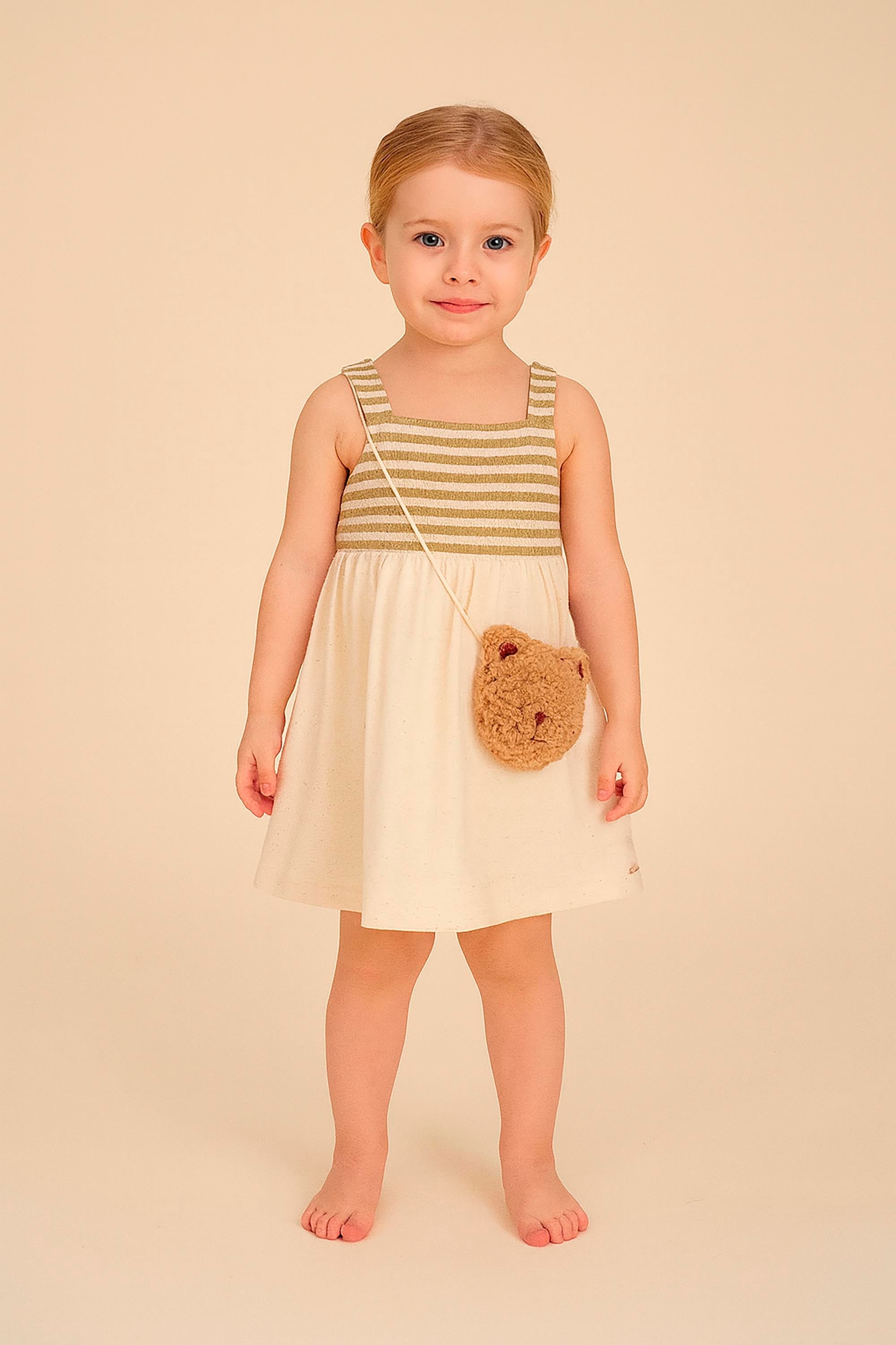 Vestido Infantil com Bolsa Ursinha Cappucino — foto 1