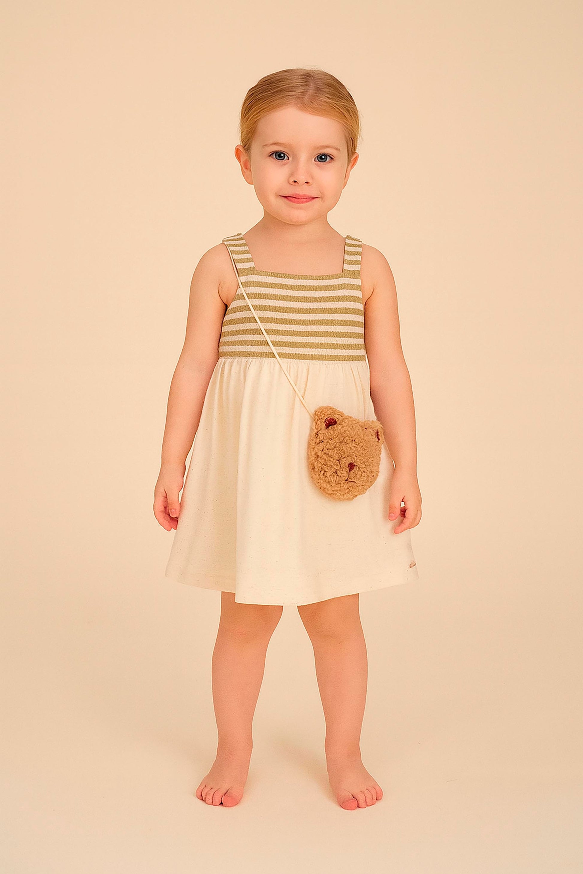 Vestido Infantil com Bolsa Ursinha Cappucino — foto 1