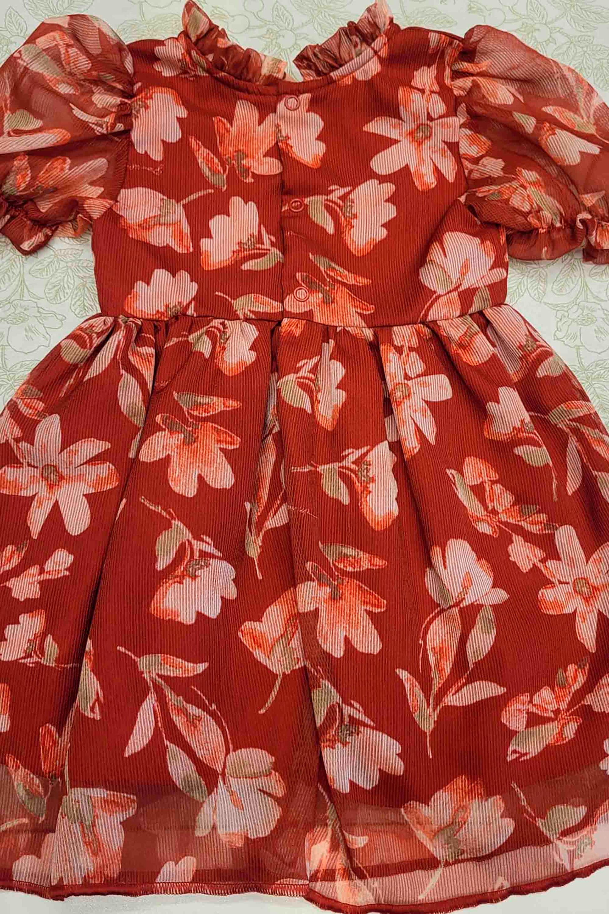 Vestido Infantil Fluído Fiore Floral Vermelho