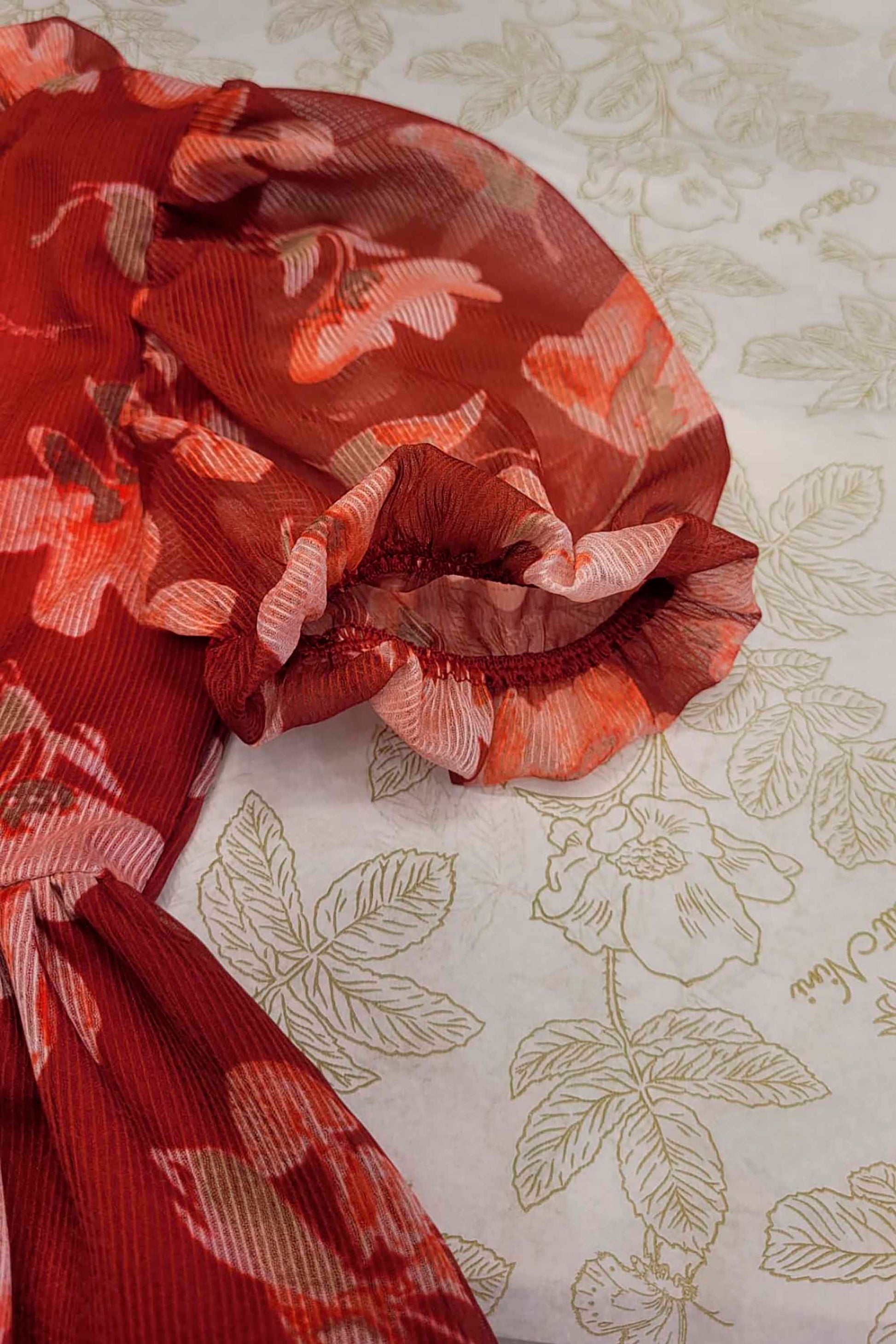 Vestido Infantil Fluído Fiore Floral Vermelho