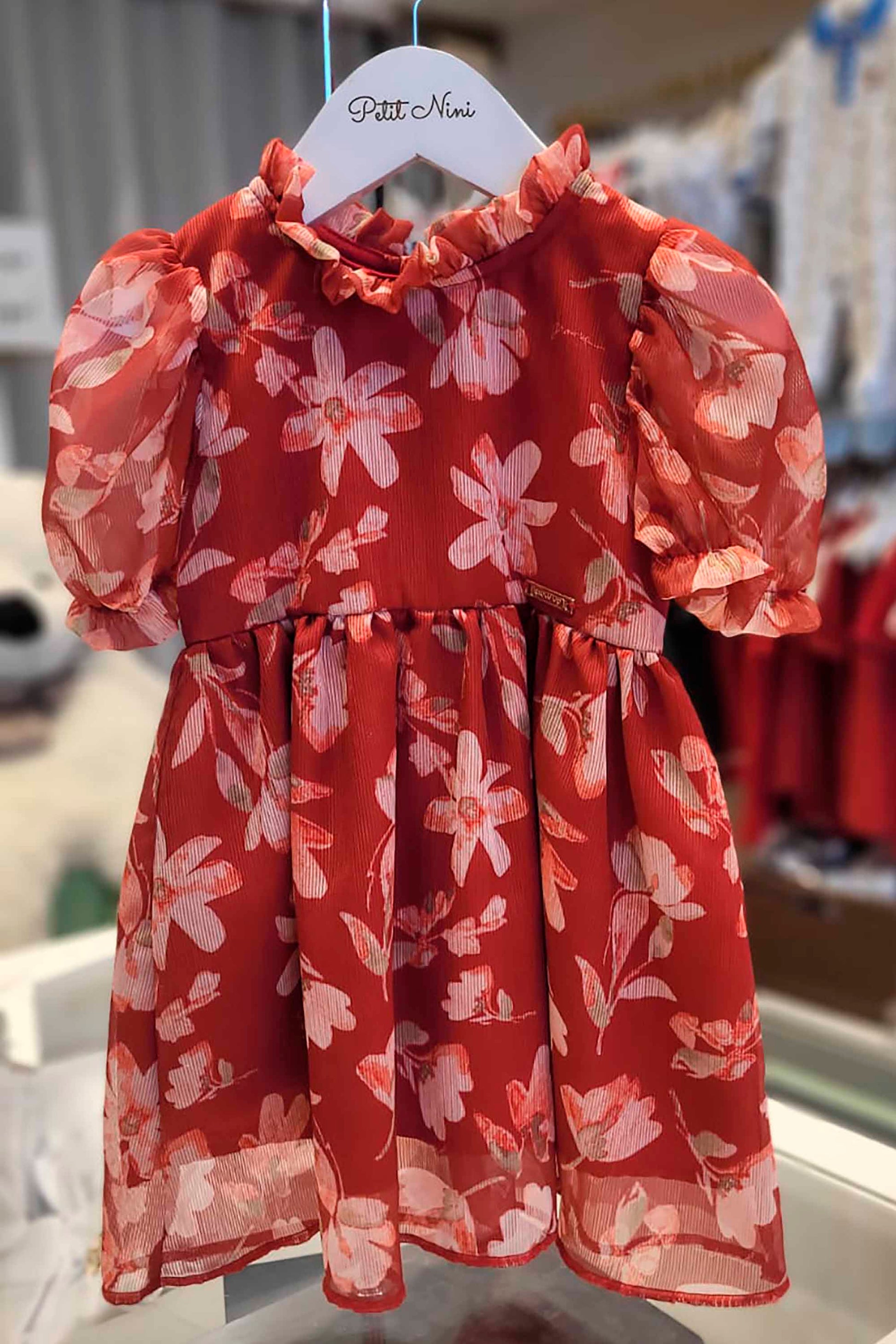 Vestido Infantil Fluído Fiore Floral Vermelho — foto 5