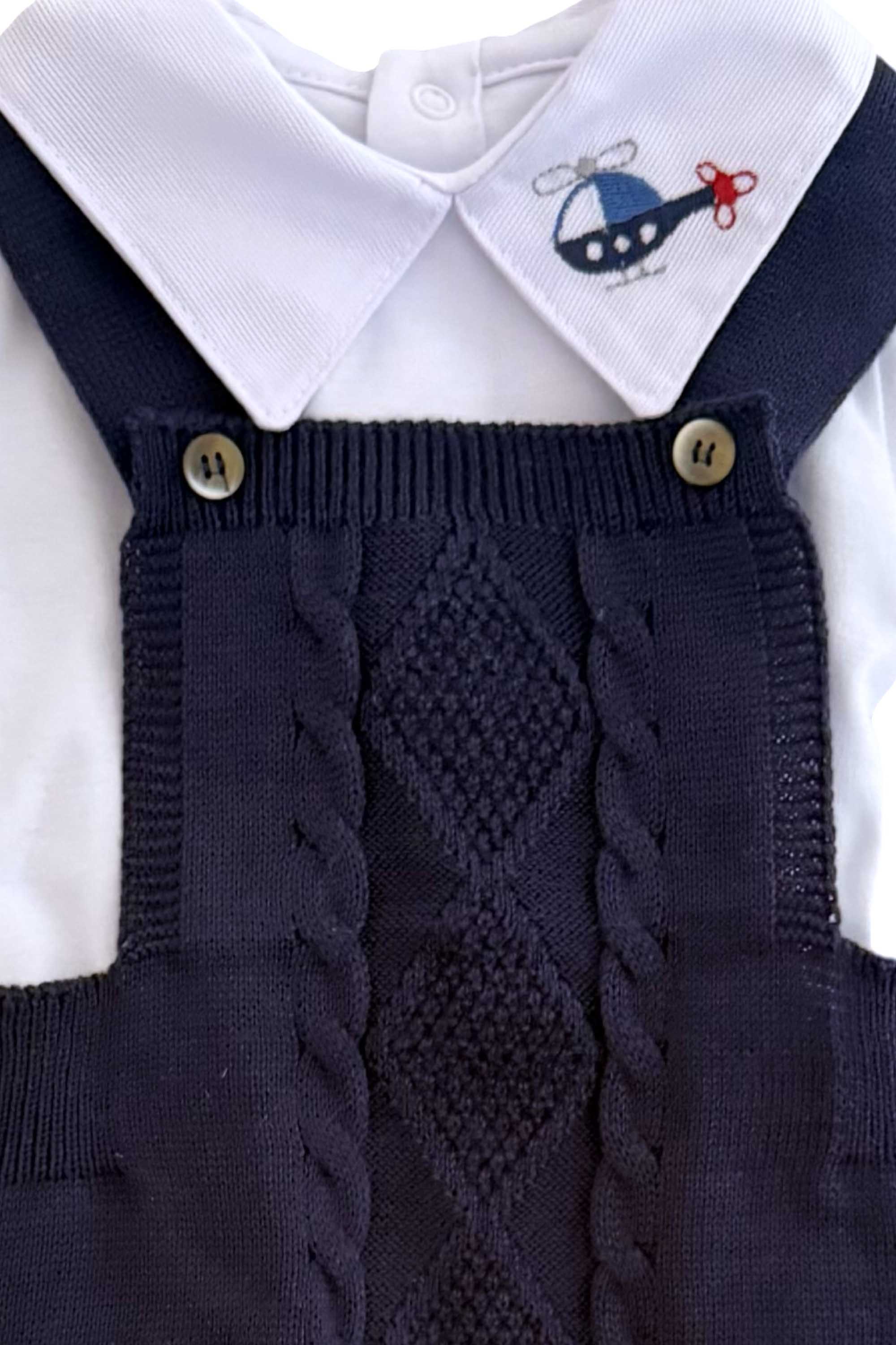 Romper Bebê Menino Azul Marinho e Tricô — foto 2