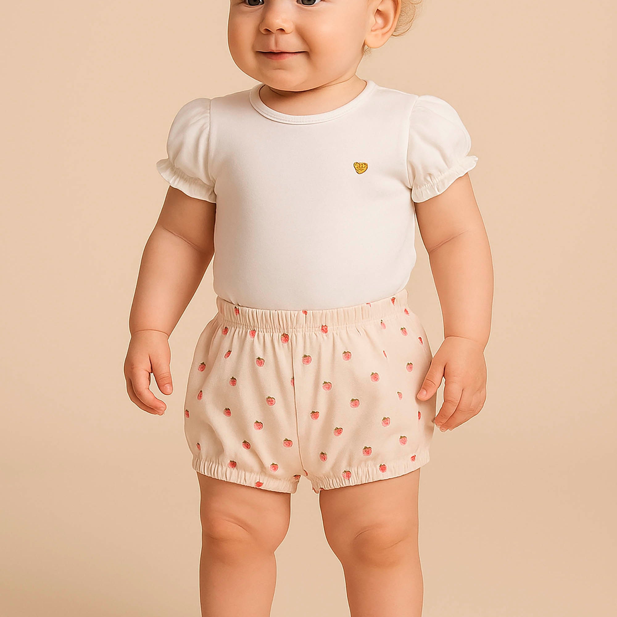 Conjunto Bebê Menina Body e Shorts Morango — foto 1