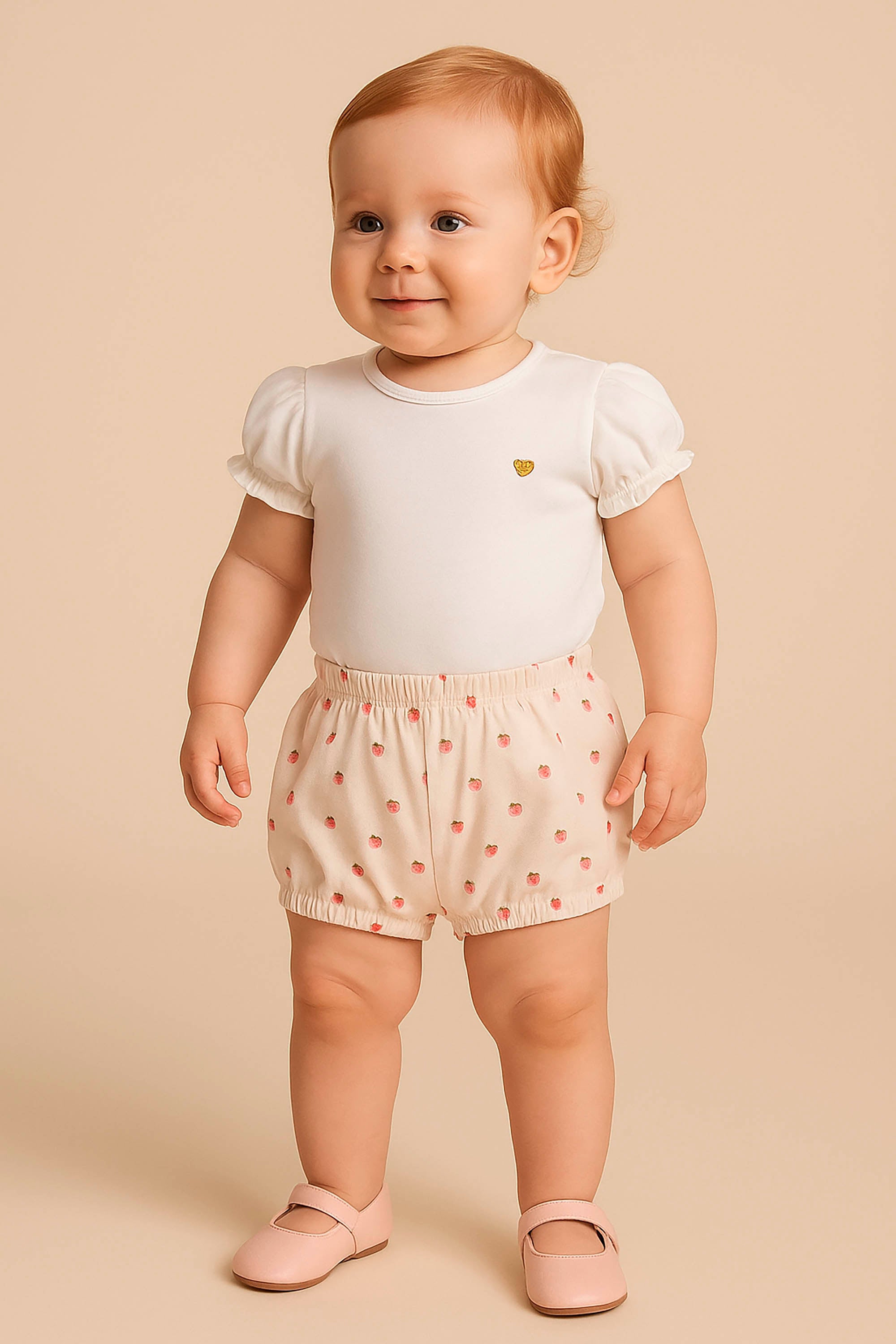 Conjunto Bebê Menina Body e Shorts Morango — foto 1